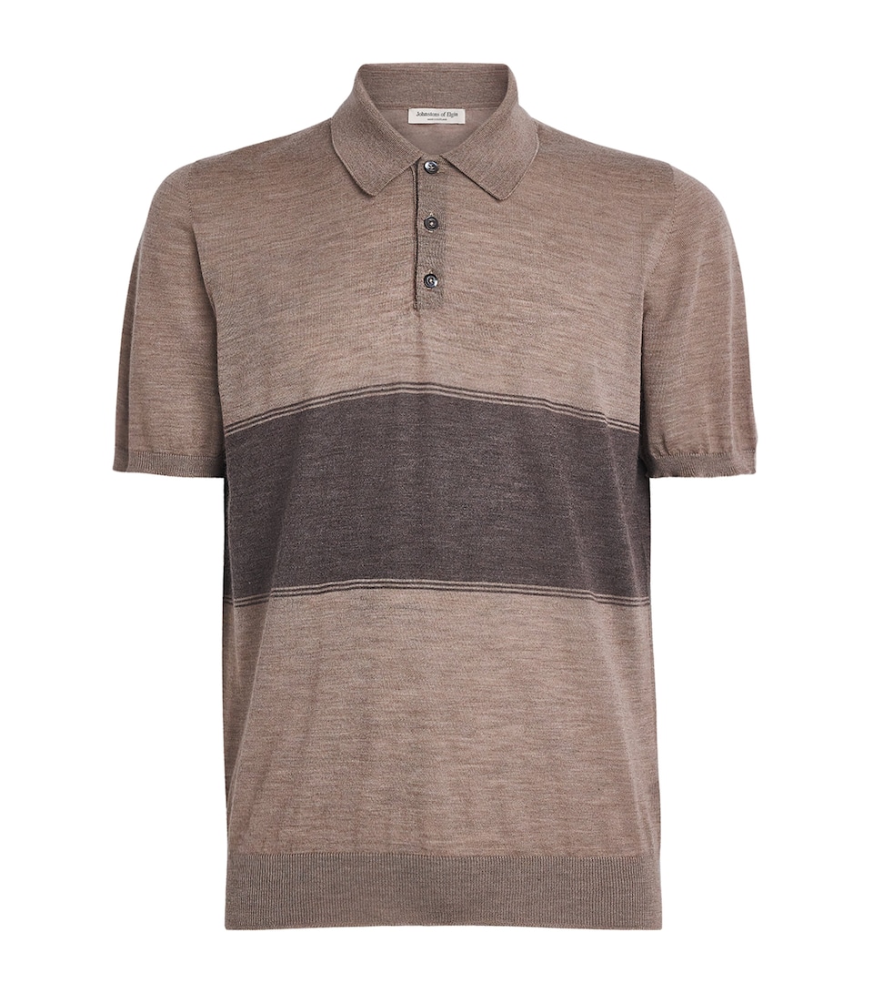 Superfine Cashmere Stripe Polo Shirt