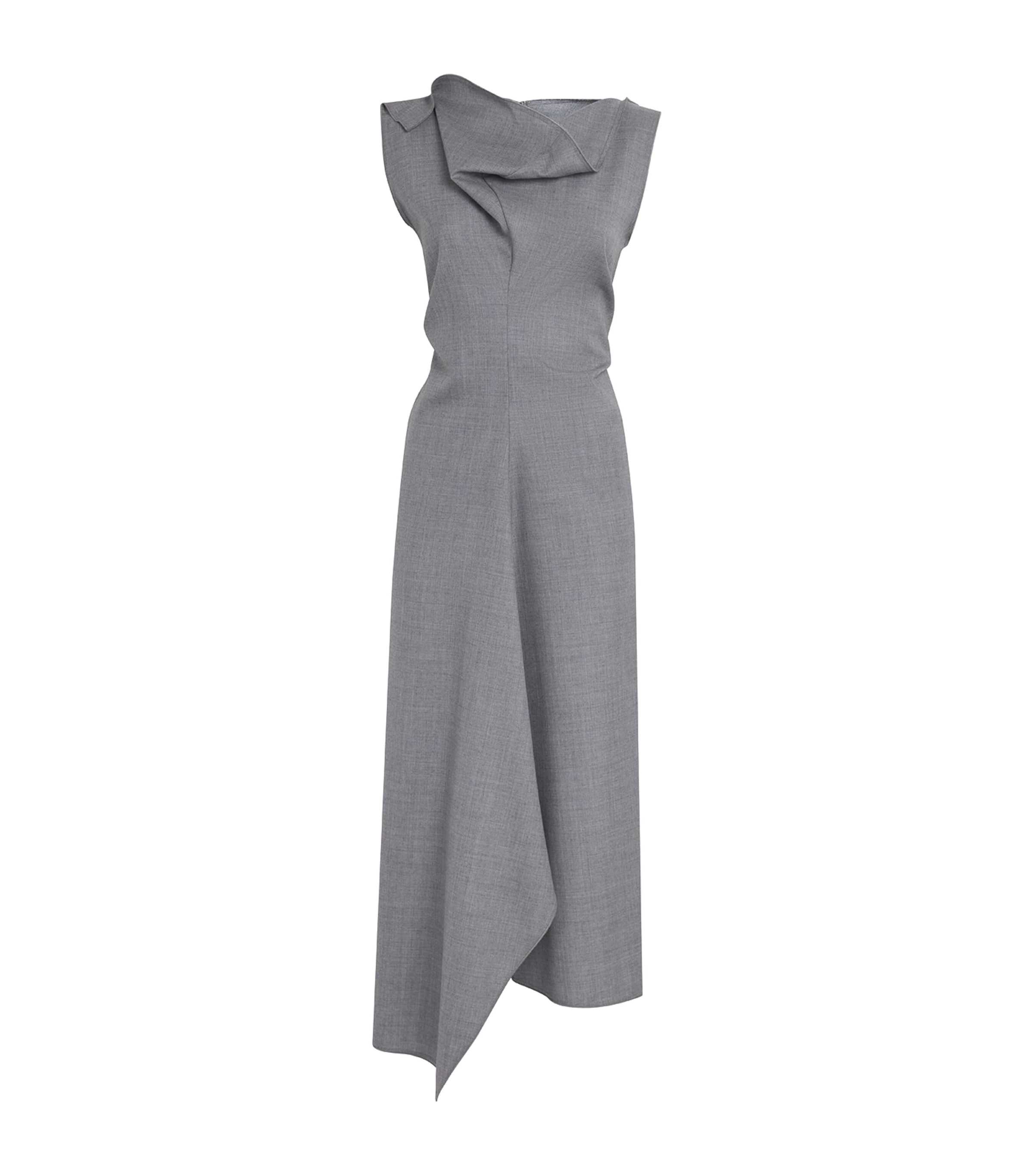 Victoria Beckham Womens Wool Draped Tailored Midi Dress Gry Mlng