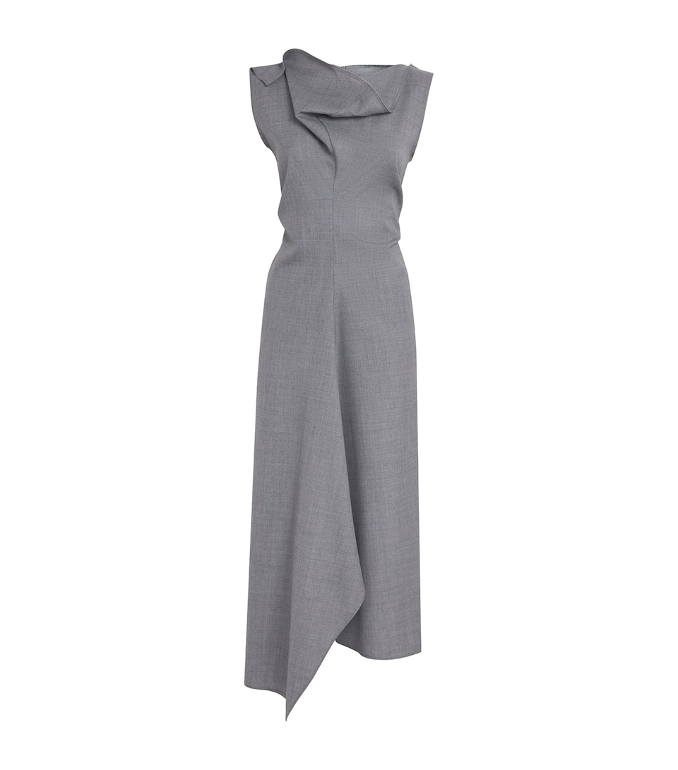 Victoria Beckham Womens Wool Draped Tailored Midi Dress Gry Mlng