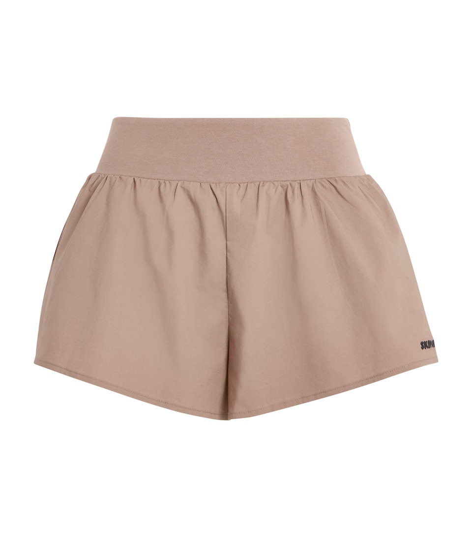Skims Womens Stretch-Cotton Woven Flutter Shorts Desert