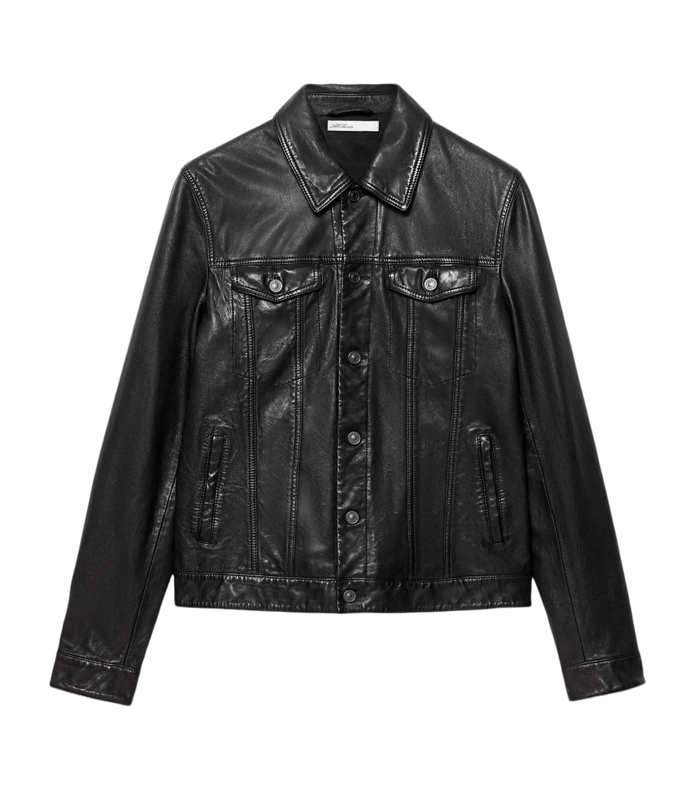 AllSaints Mens Sheepskin Chaiyo Trucker Jacket Black