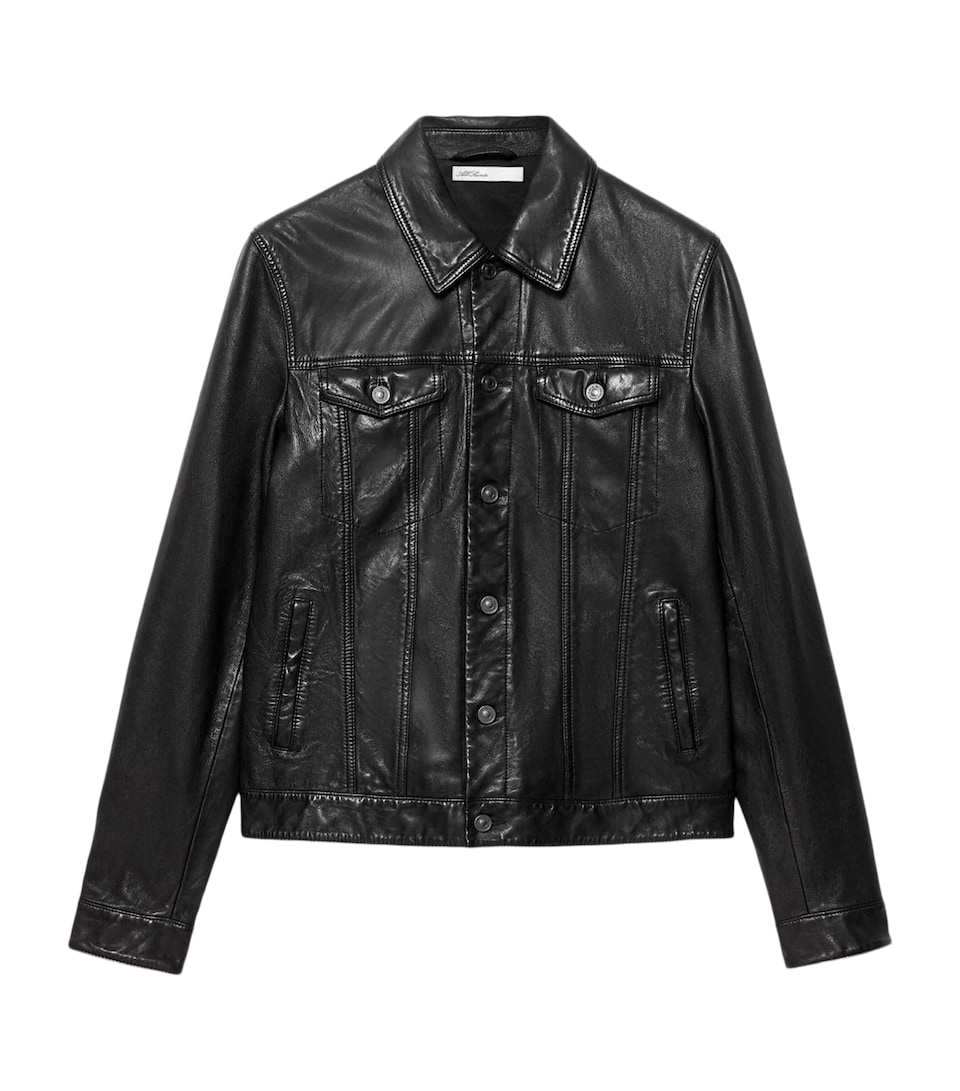 AllSaints Mens Sheepskin Chaiyo Trucker Jacket Black