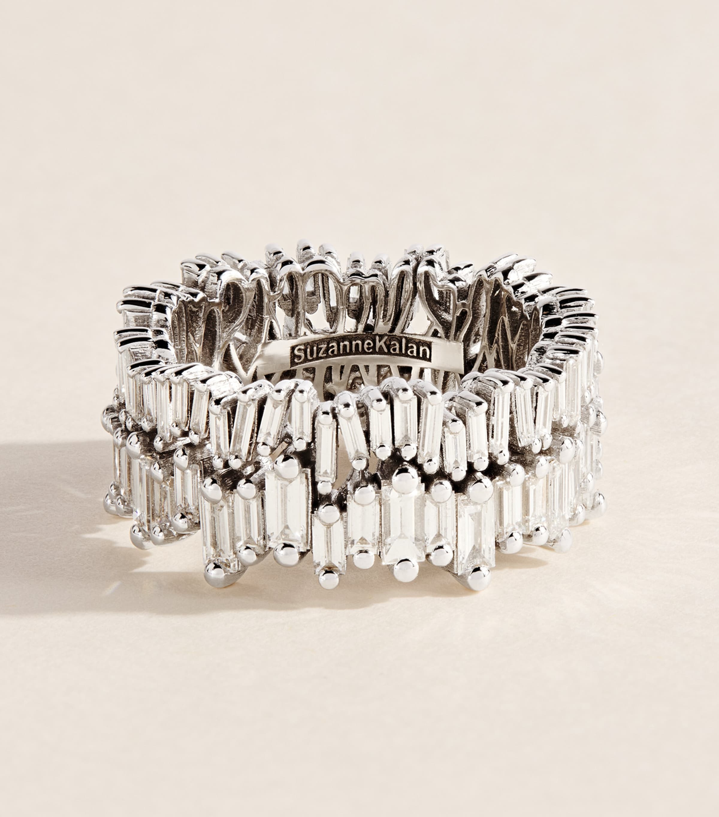 Suzanne Kalan White Gold and Diamond Classic Short Stack Eternity Ring Wg/wd