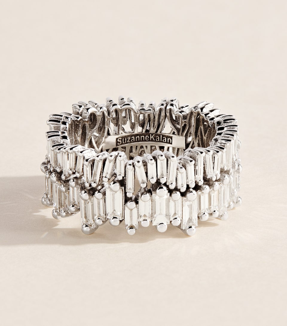 Suzanne Kalan White Gold and Diamond Classic Short Stack Eternity Ring Wg/wd