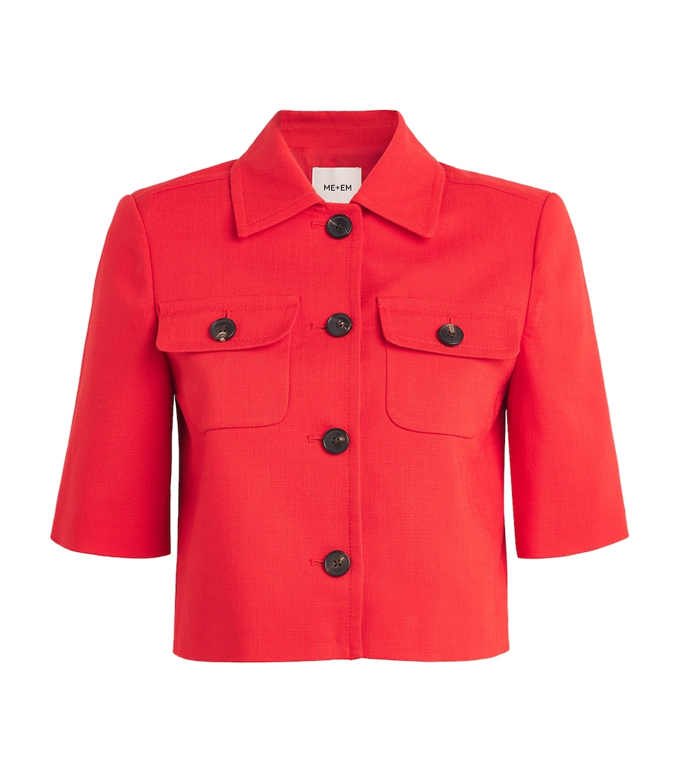 ME+EM Womens Cropped Jacket Lipstick Red