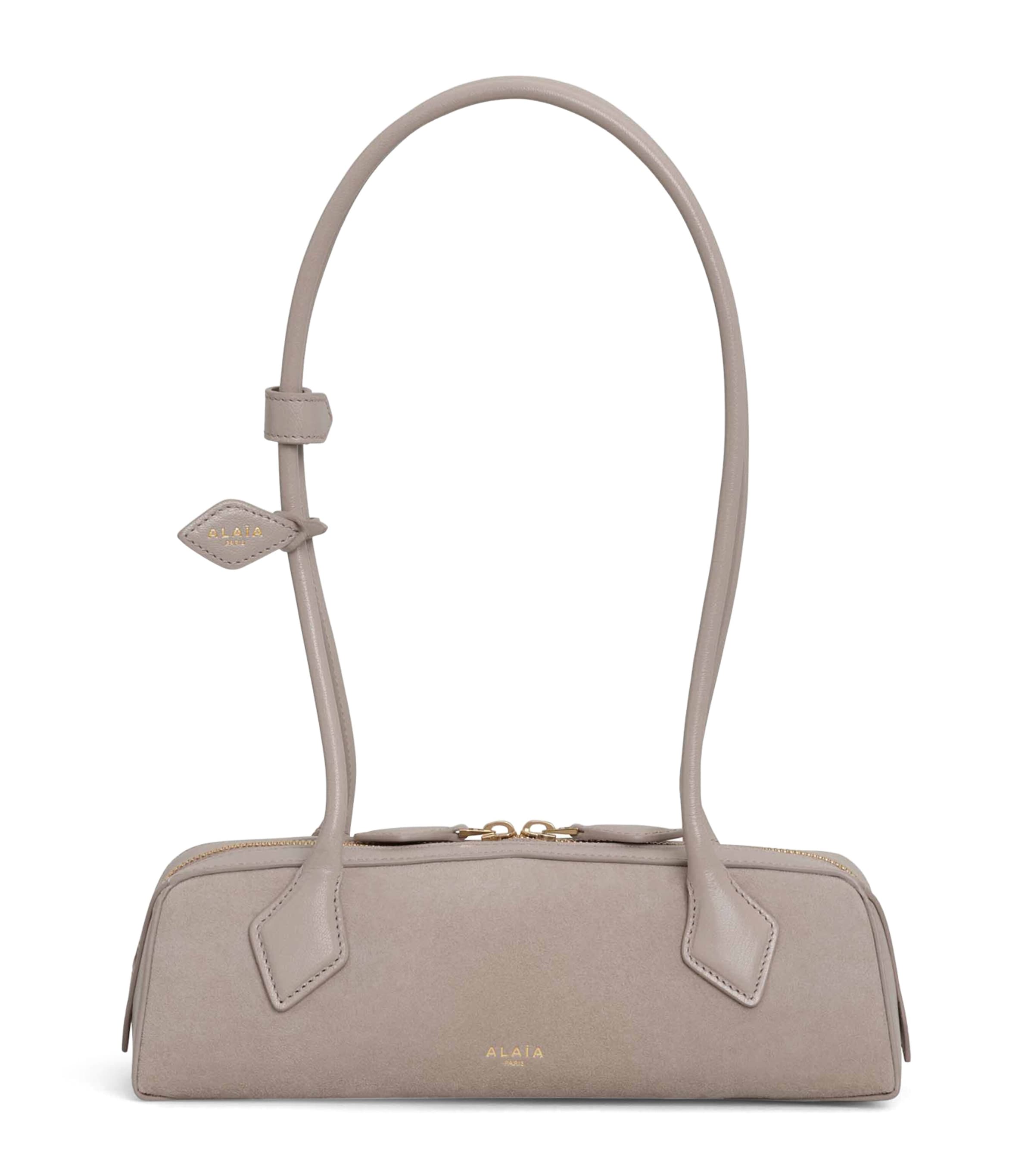 【関税&送料込】Alaia Teckel Small Suede Shoulder Bag ALAÏA Le Teckel small leather-trimmed studded suede shoulder