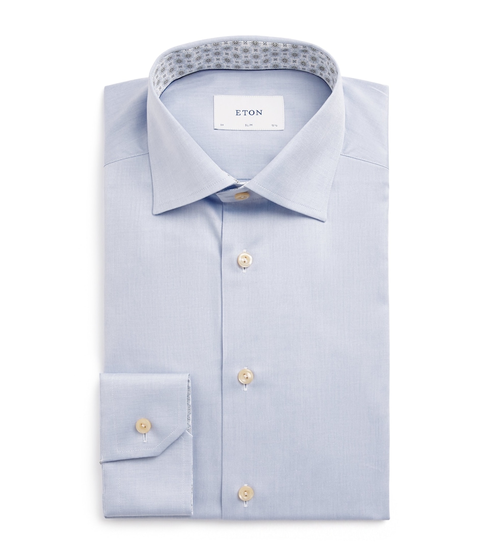 Eton Mens Cotton Slim Fit Shirt Light Blue