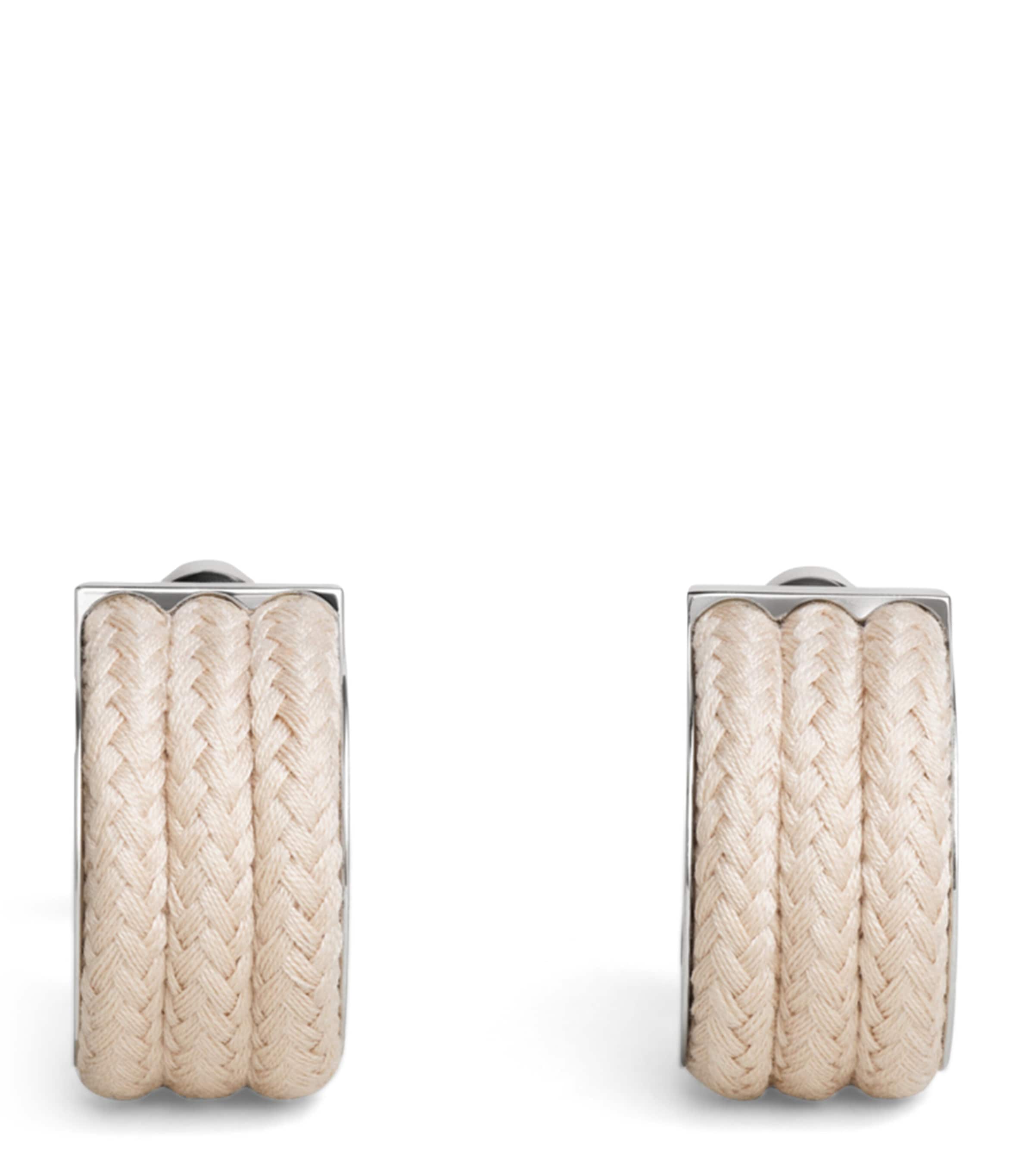 Alaïa Corded Hoop Earrings Naturel
