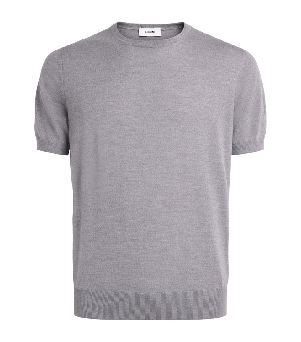 Lardini Mens Virgin Wool Knitted T-Shirt Grey