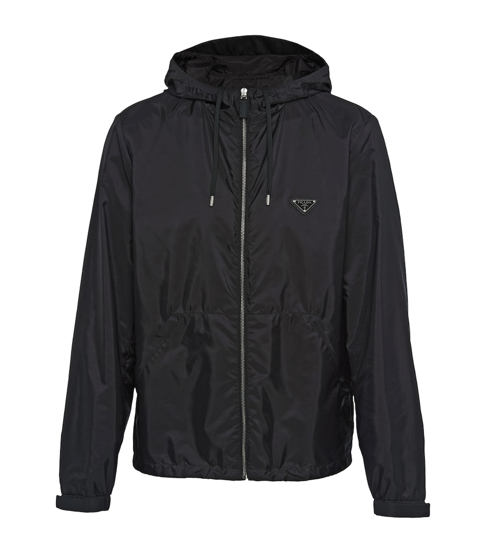 Prada Mens Re-Nylon Hooded Jacket Black