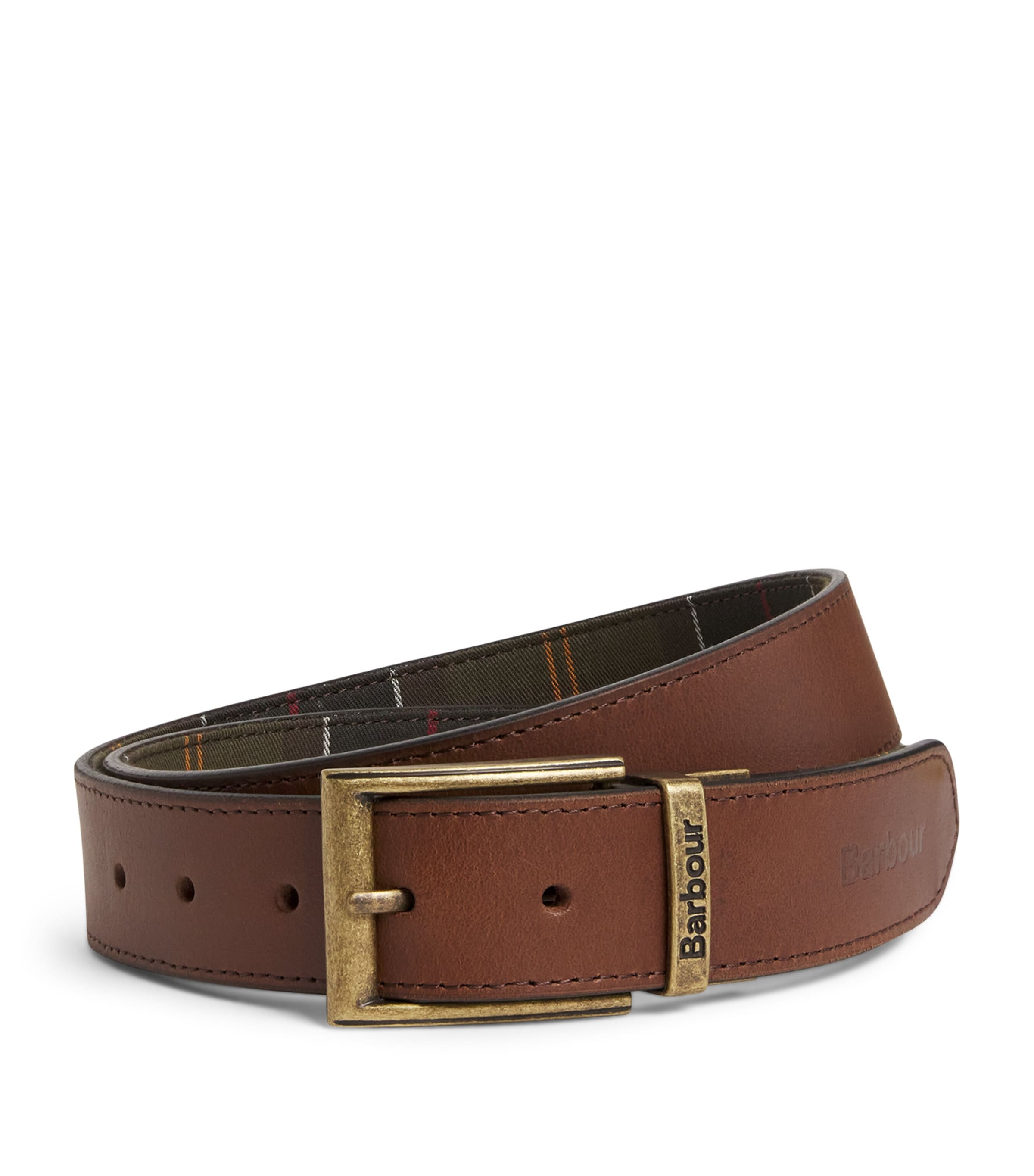 Barbour Leather Tartan Reversible Belt Classic Tartan/brown
