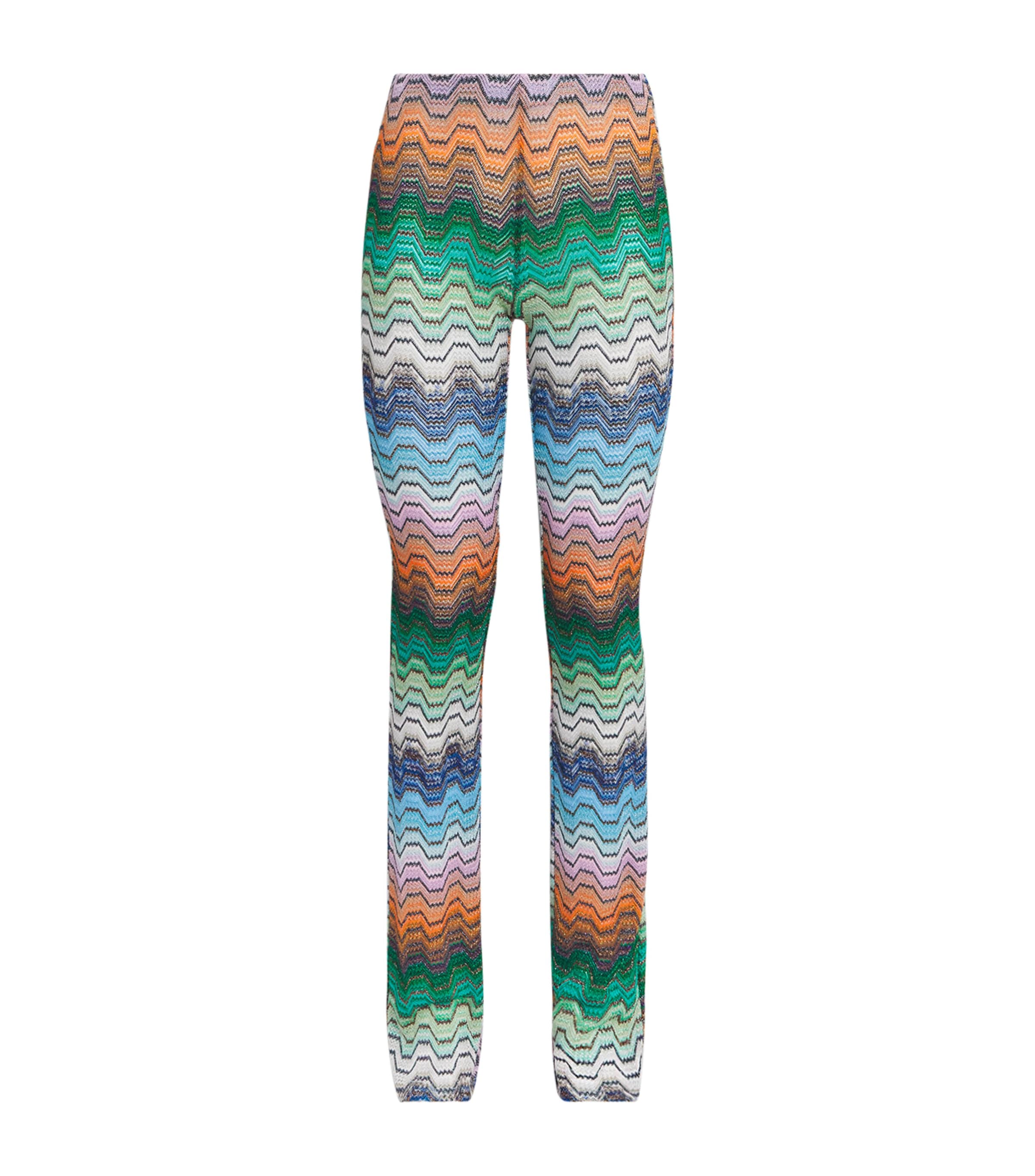 Missoni Womens Metallic Zigzag Flared Trousers Smsnq Mlti Blk/gr/or