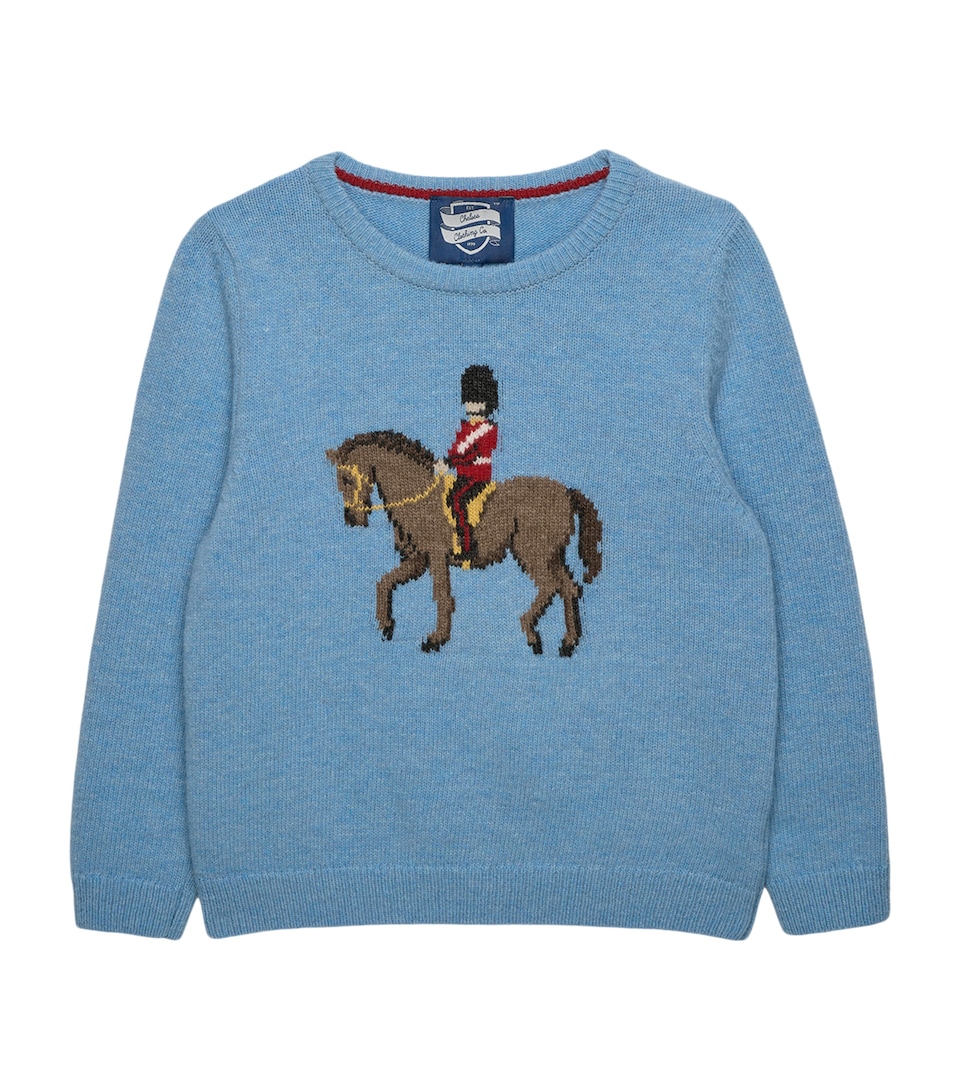 Trotters Wool-Blend Guardsman on Horse Sweater (6-11 Years) Blue Marl