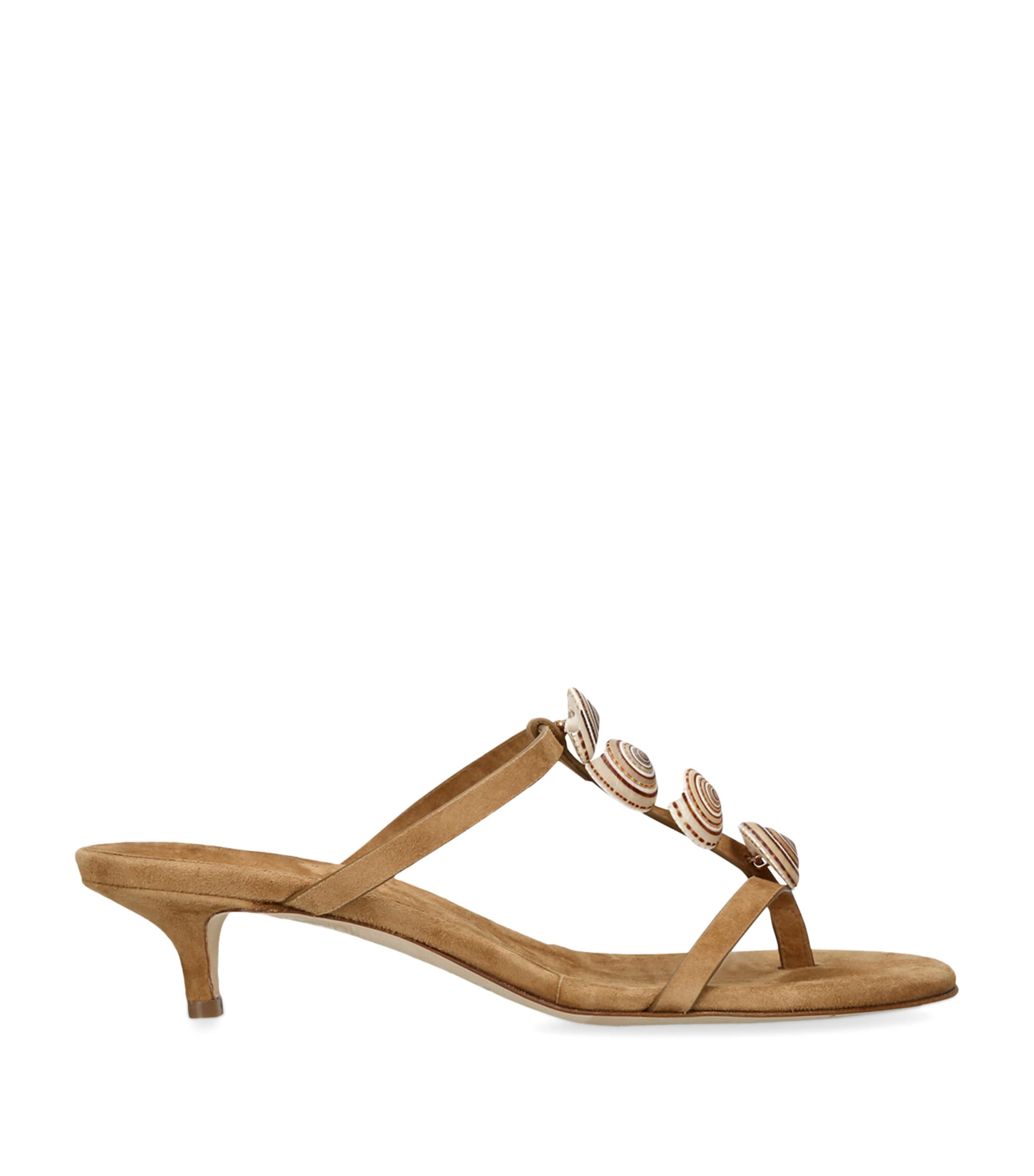 Suede Embellished Sundial Sandals 40