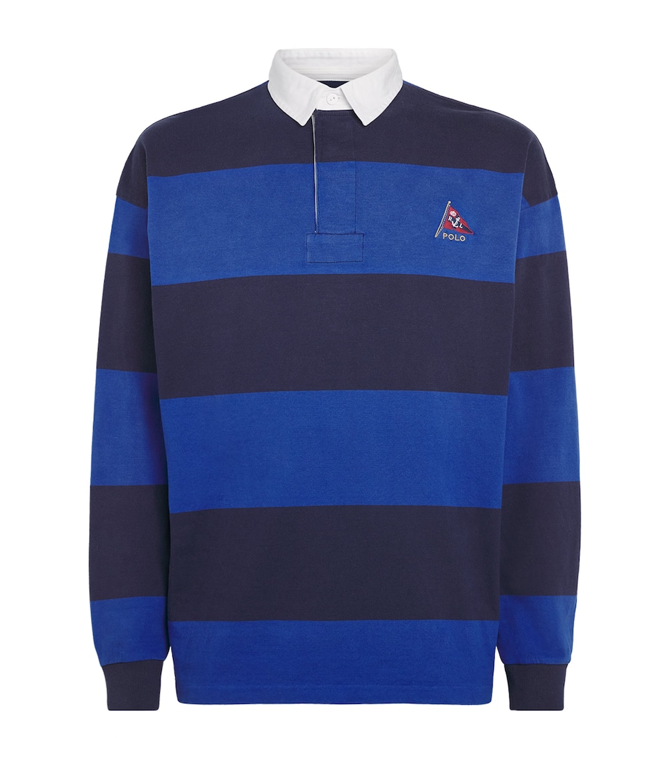 Polo Ralph Lauren Mens Cotton Stripe Rugby Shirt Cruise Ryl/nport Nvy