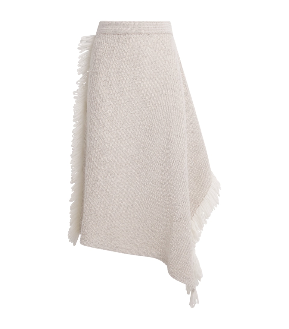 Wool Knitted Fringe Midi Skirt