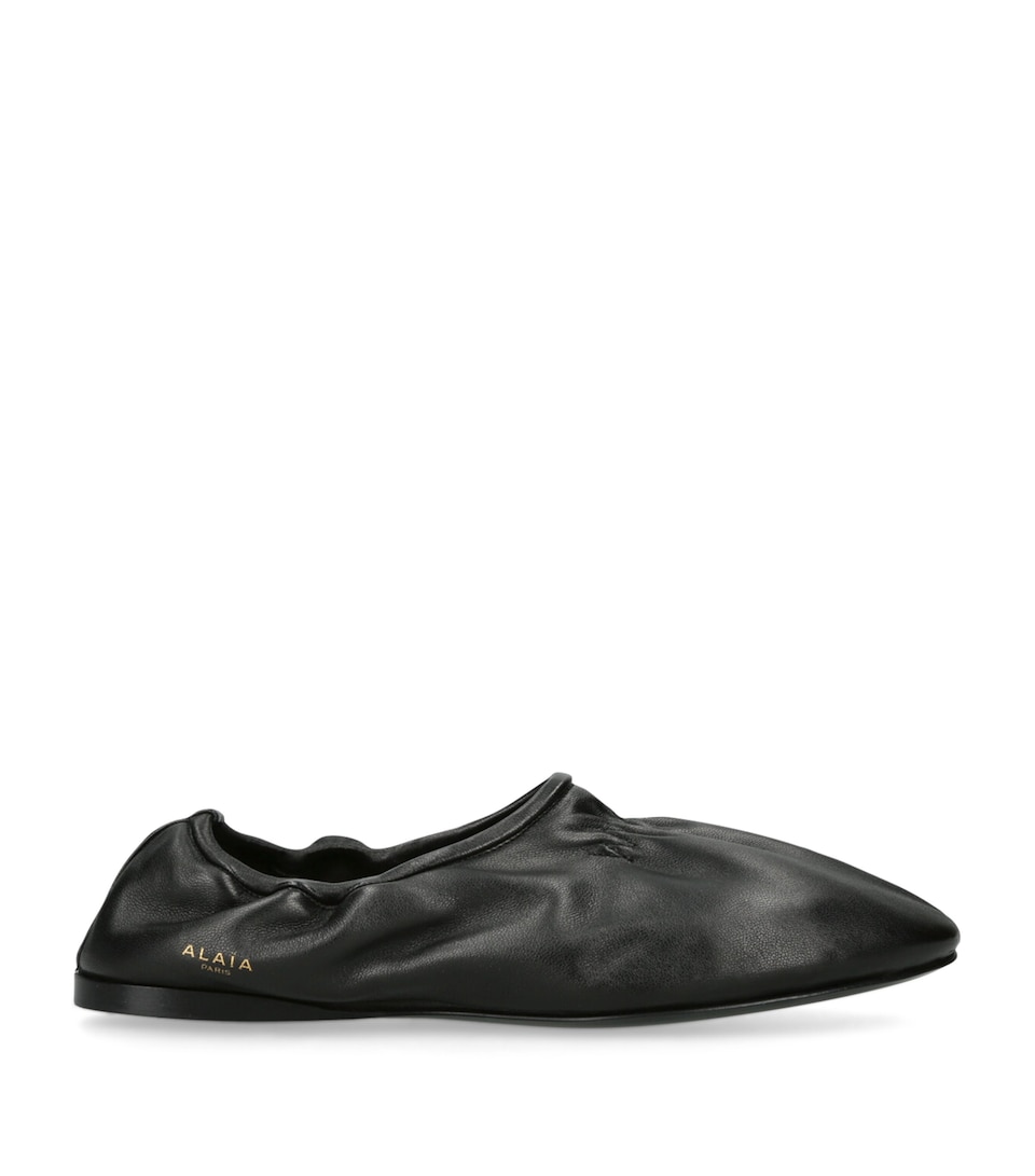 Leather Scrunched Ballet Flats