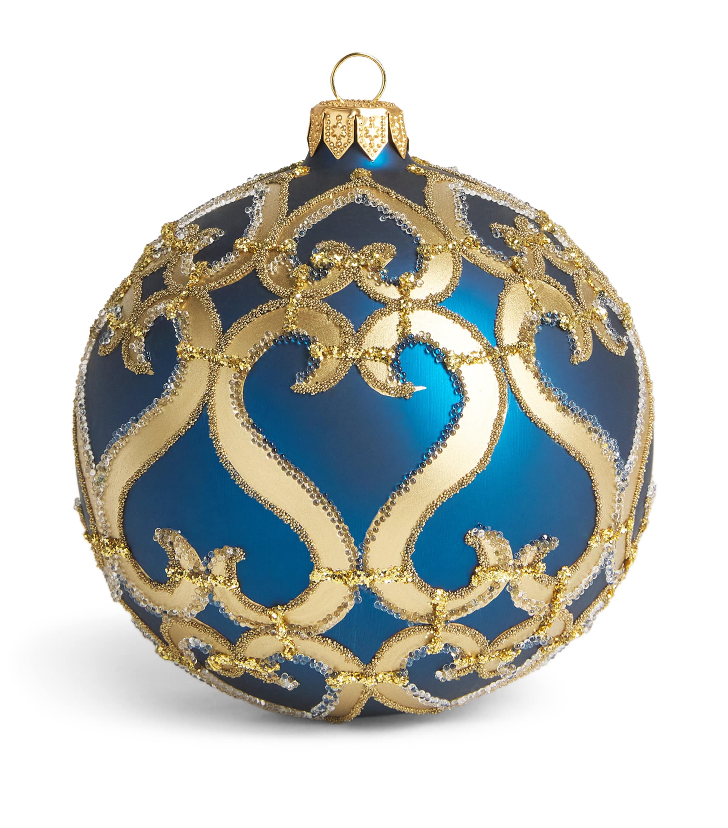Harrods Glass Bead-Embellished Swirl Bauble Blue