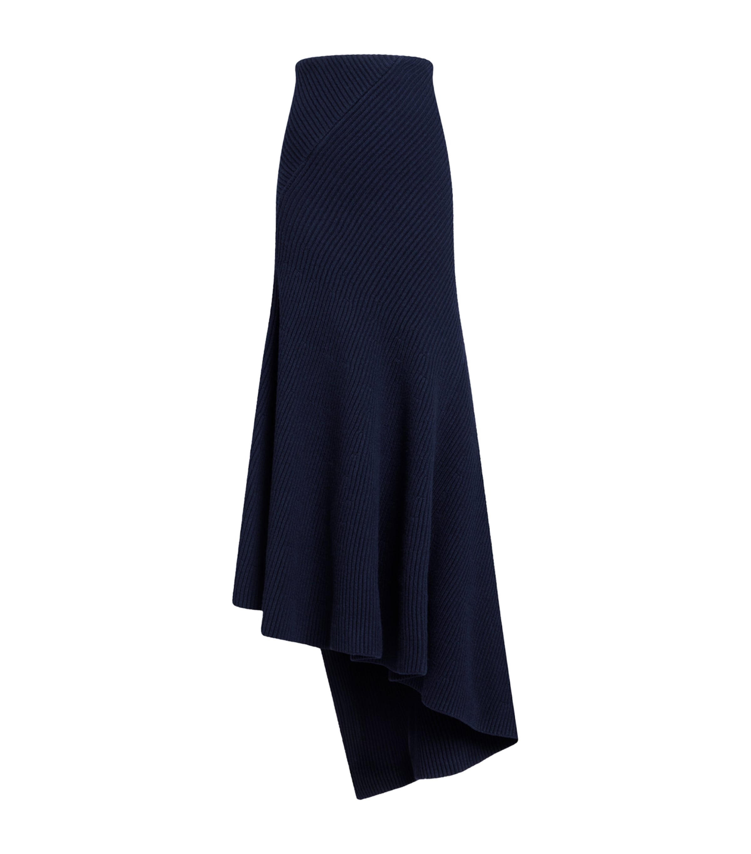 Alaïa Womens Wool-Cashmere Twisted Maxi Skirt Minuit