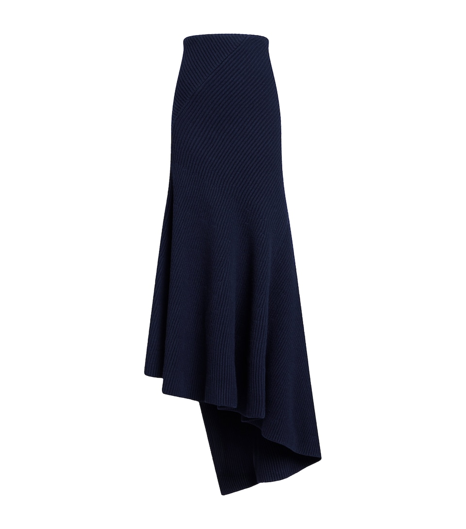 Alaïa Womens Wool-Cashmere Twisted Maxi Skirt Minuit