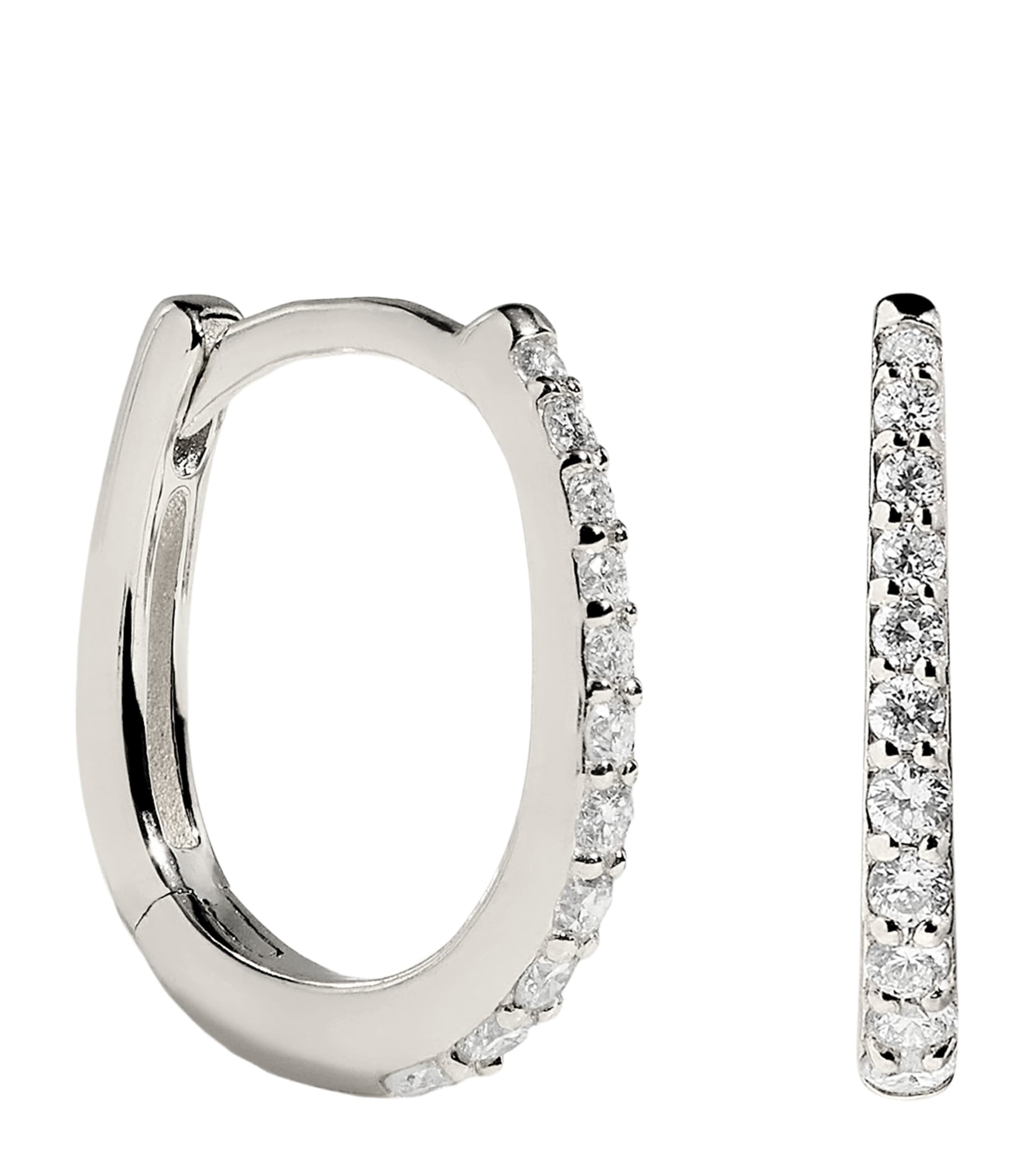 Astrid & Miyu White Gold and Diamond Pavé Huggies White Gold