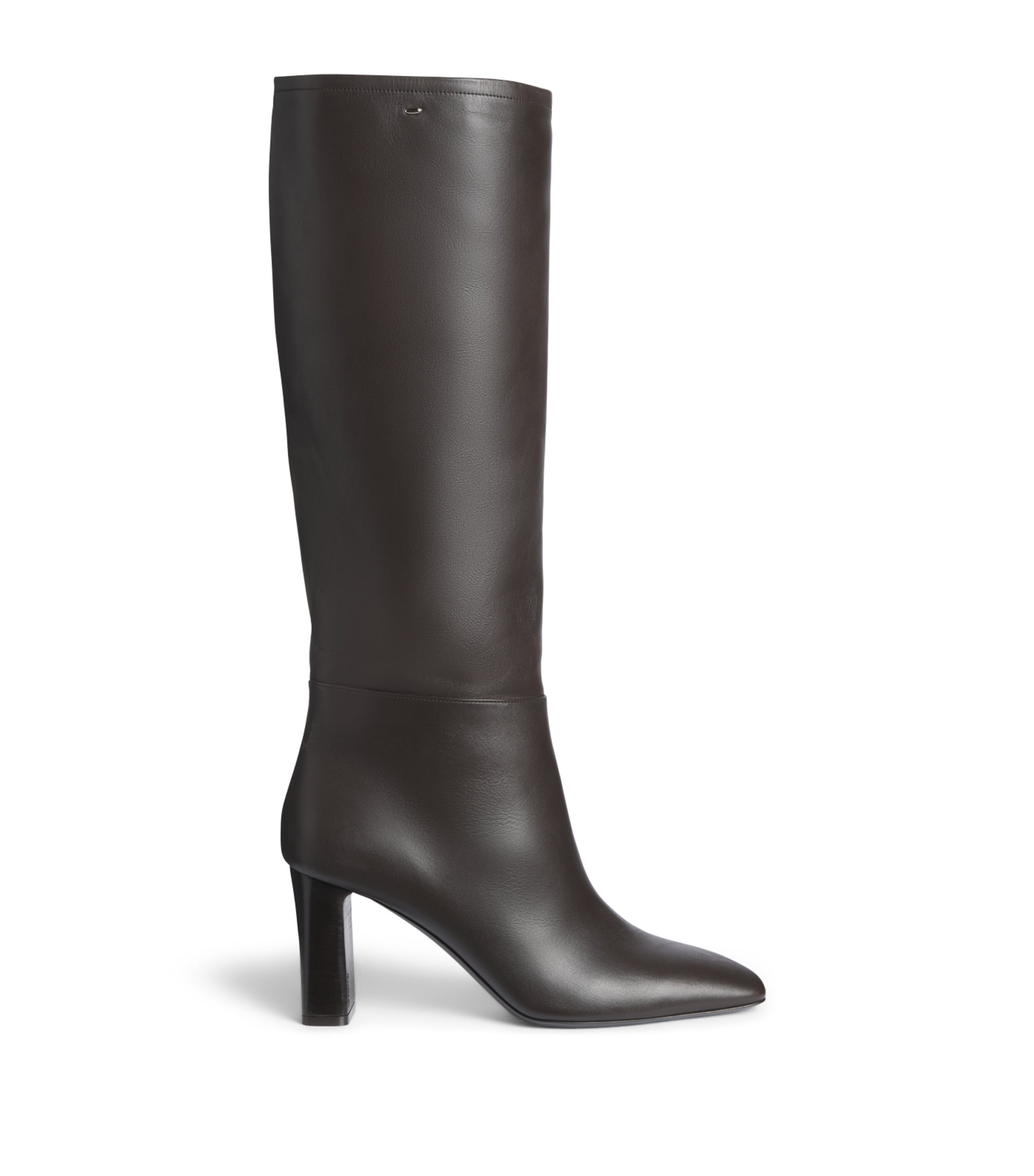 Max Mara Smooth Leather Knee-High Boots 75 Dark Brown