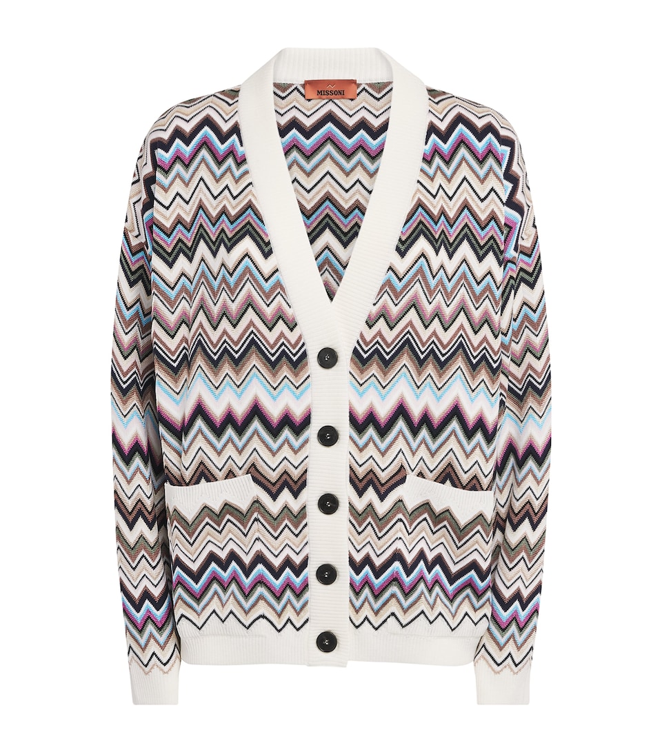 Missoni Womens Chevron V-Neck Cardigan Smsplmtcl Bl,fsa,ntl