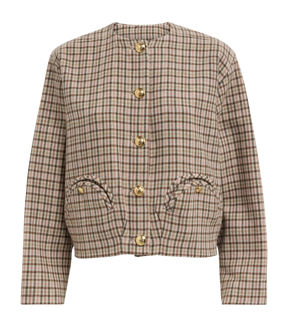 Blazé Milano Womens Virgin Wool-Cashmere Check Altai Jacket Grey Mix