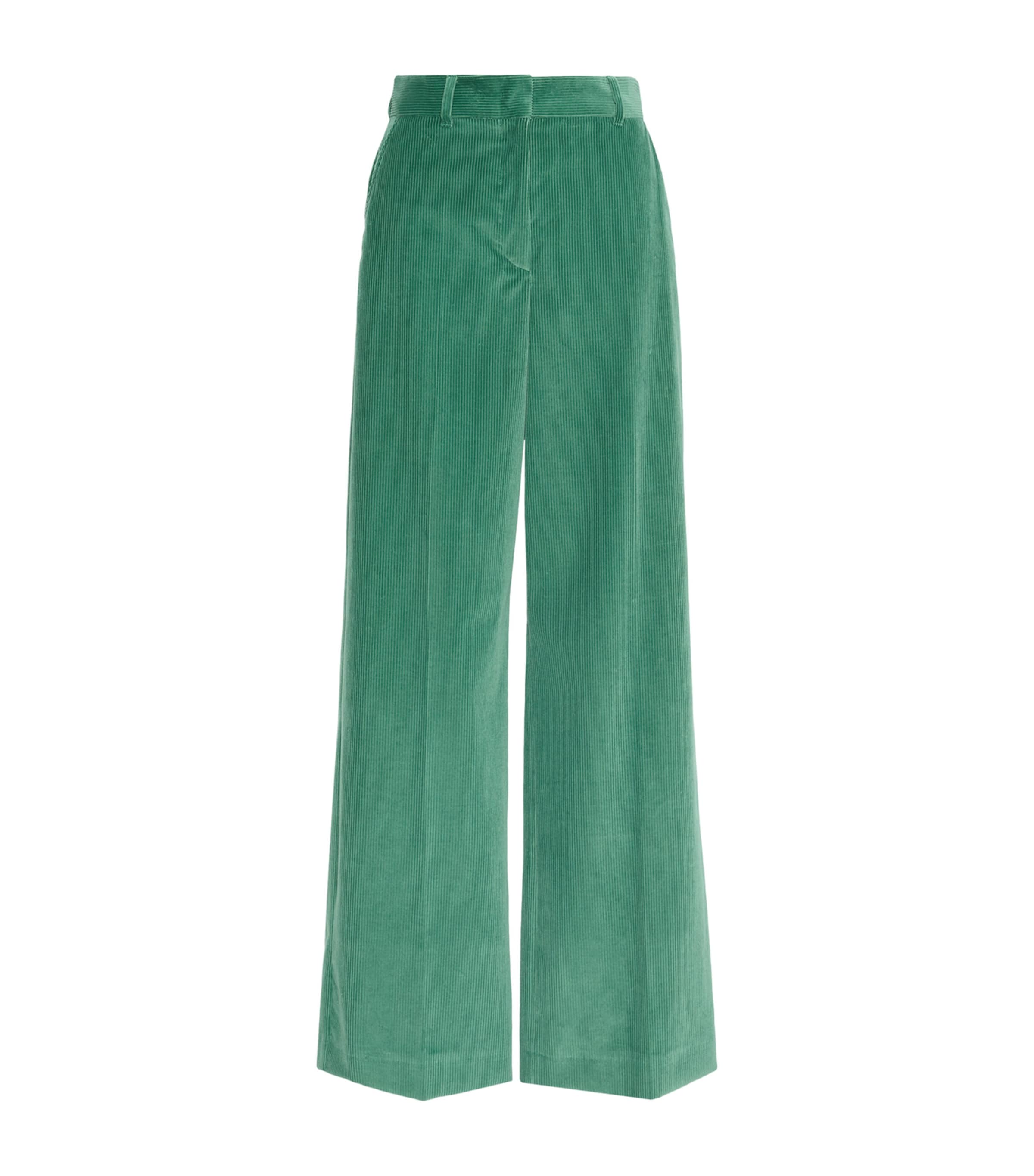 Weekend Max Mara Womens Corduroy Wide-Leg Trousers Green