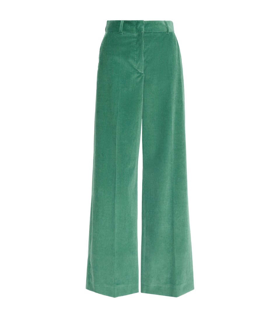 Weekend Max Mara Womens Corduroy Wide-Leg Trousers Green