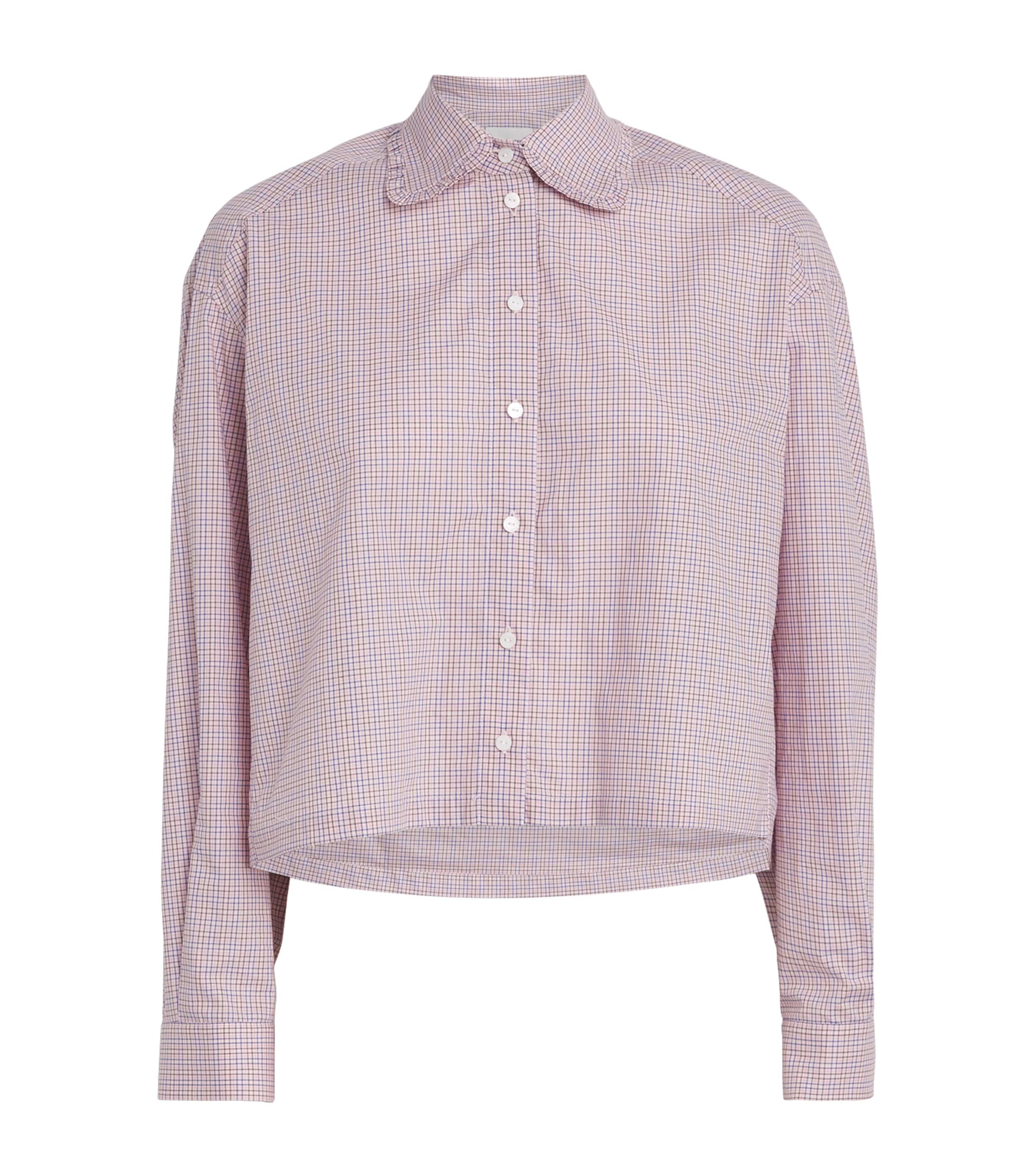 Frilled-Collar Check Shirt