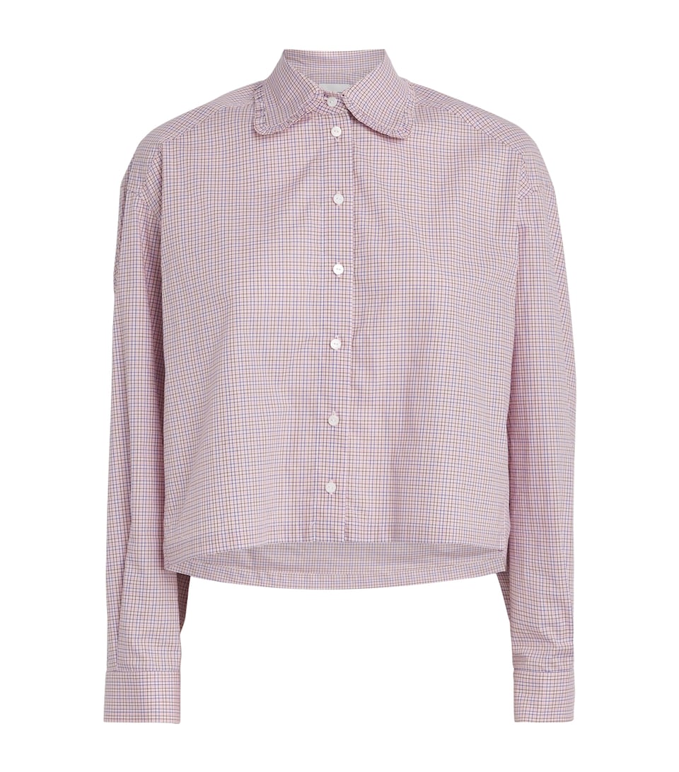 Frilled-Collar Check Shirt