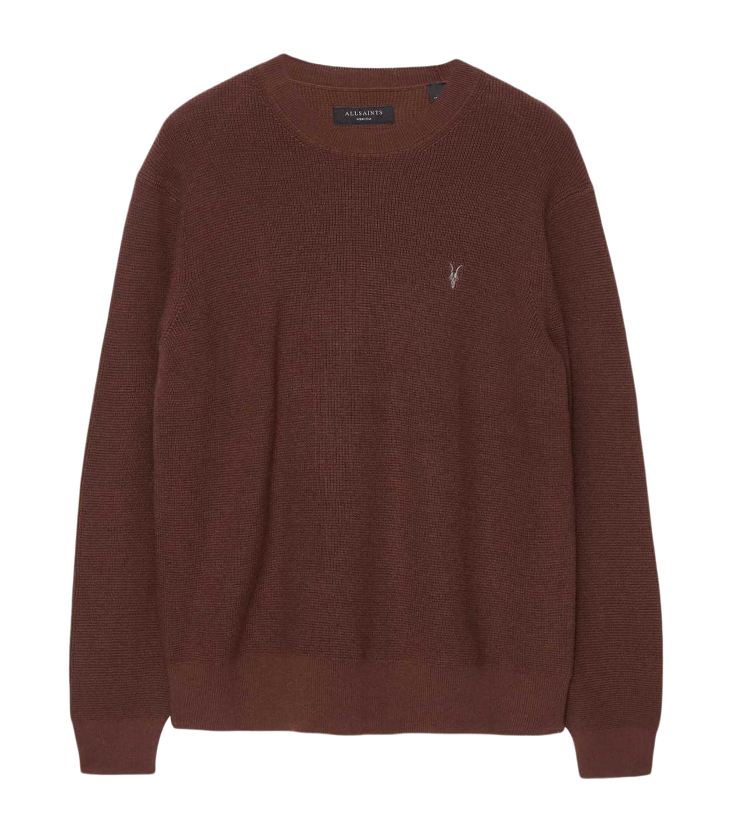 AllSaints Mens Organic Cotton-Wool Aspen Sweater Hot Choc Brown