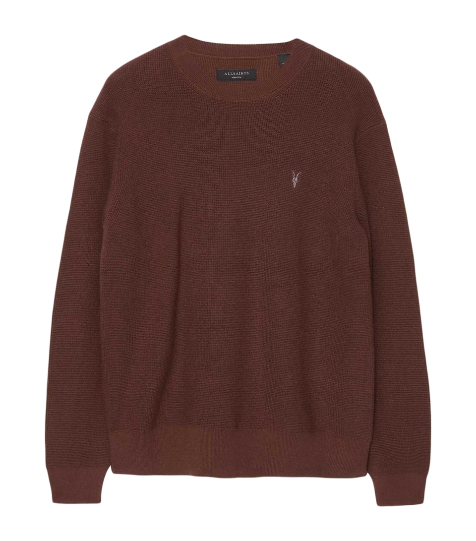 AllSaints Mens Organic Cotton-Wool Aspen Sweater Hot Choc Brown