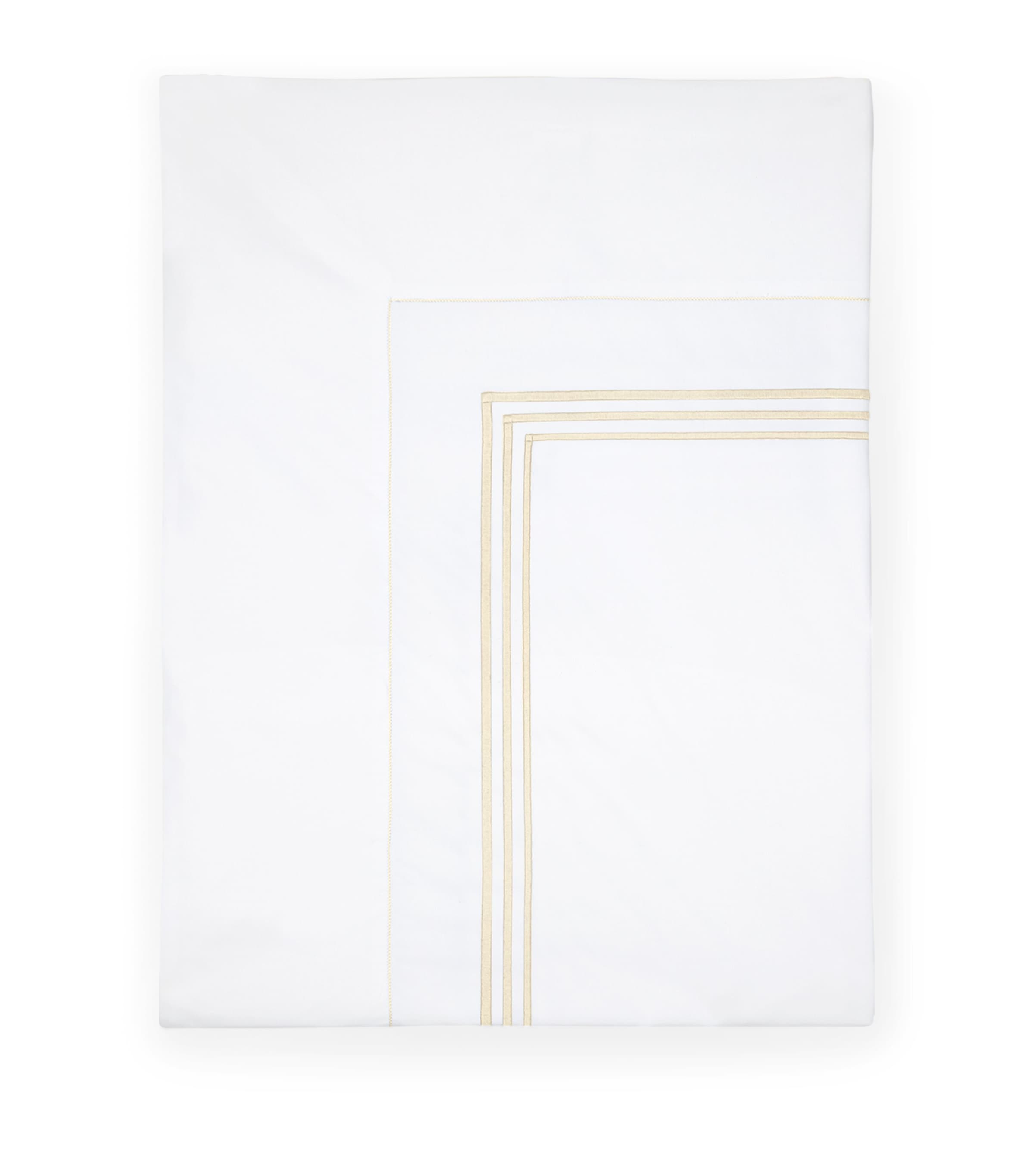 Pratesi Cotton Tre Righ Super King Flat Sheet (300cm x 270cm) White/beige