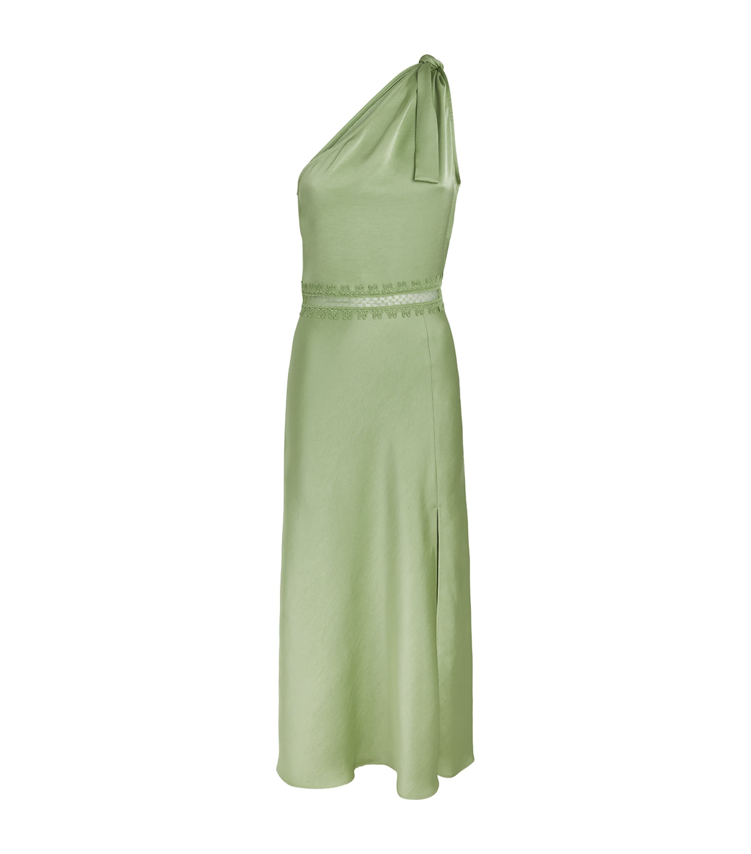 Claudie Pierlot Womens Satin Asymmetric Maxi Dress Pistachio
