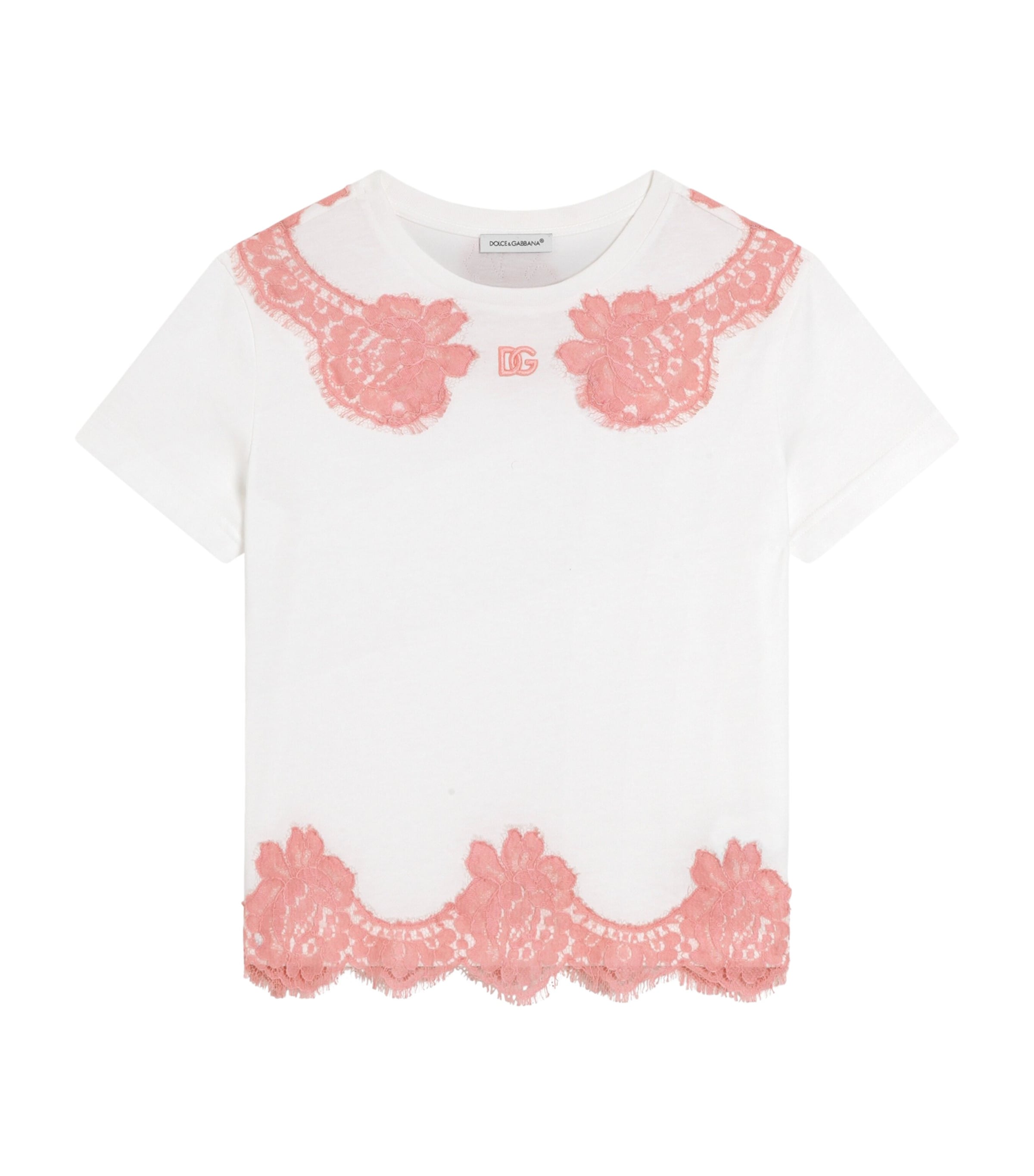 Dolce&Gabbana Kids Cotton-Lace Logo T-Shirt (8-12+ Years) White