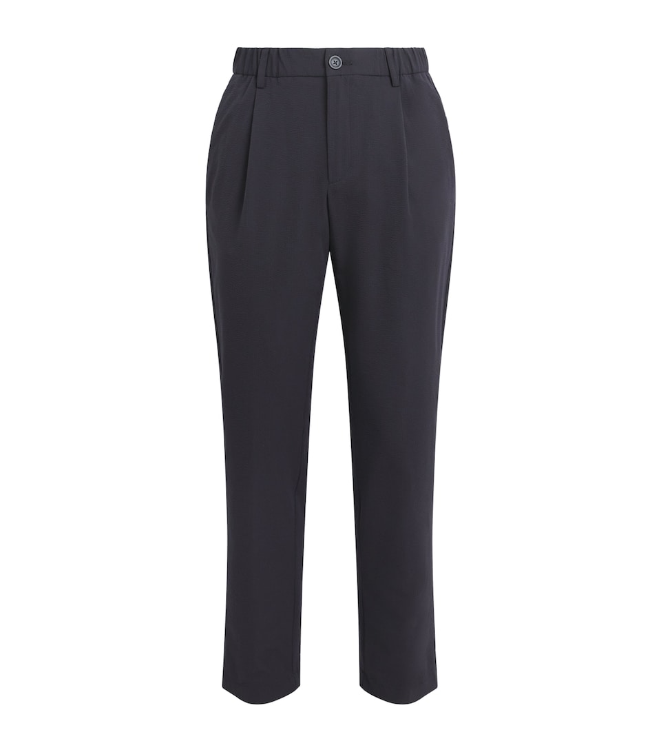 Seersucker Drawstring-Adjustable Trousers