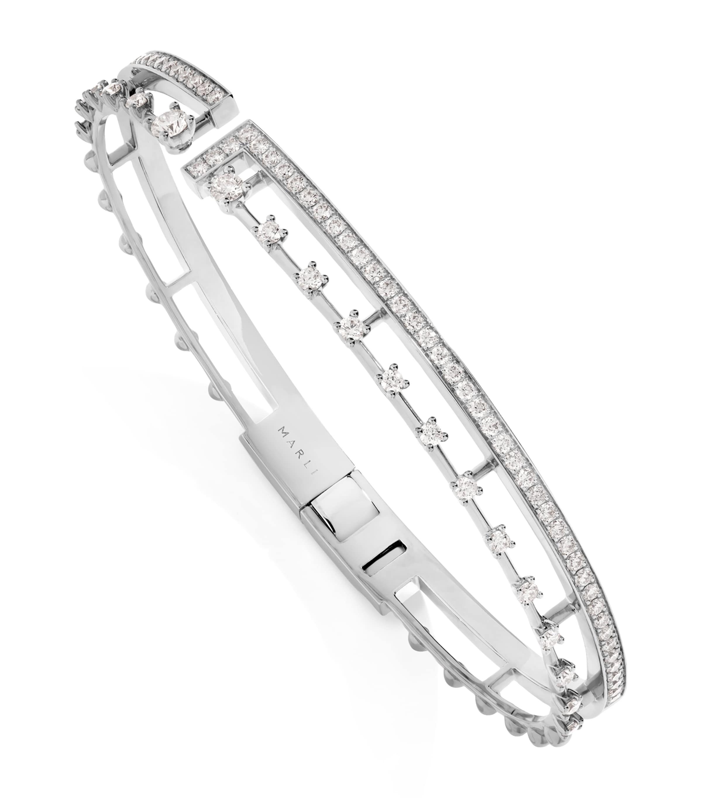 Large White Gold and Diamond Avenues Bangle