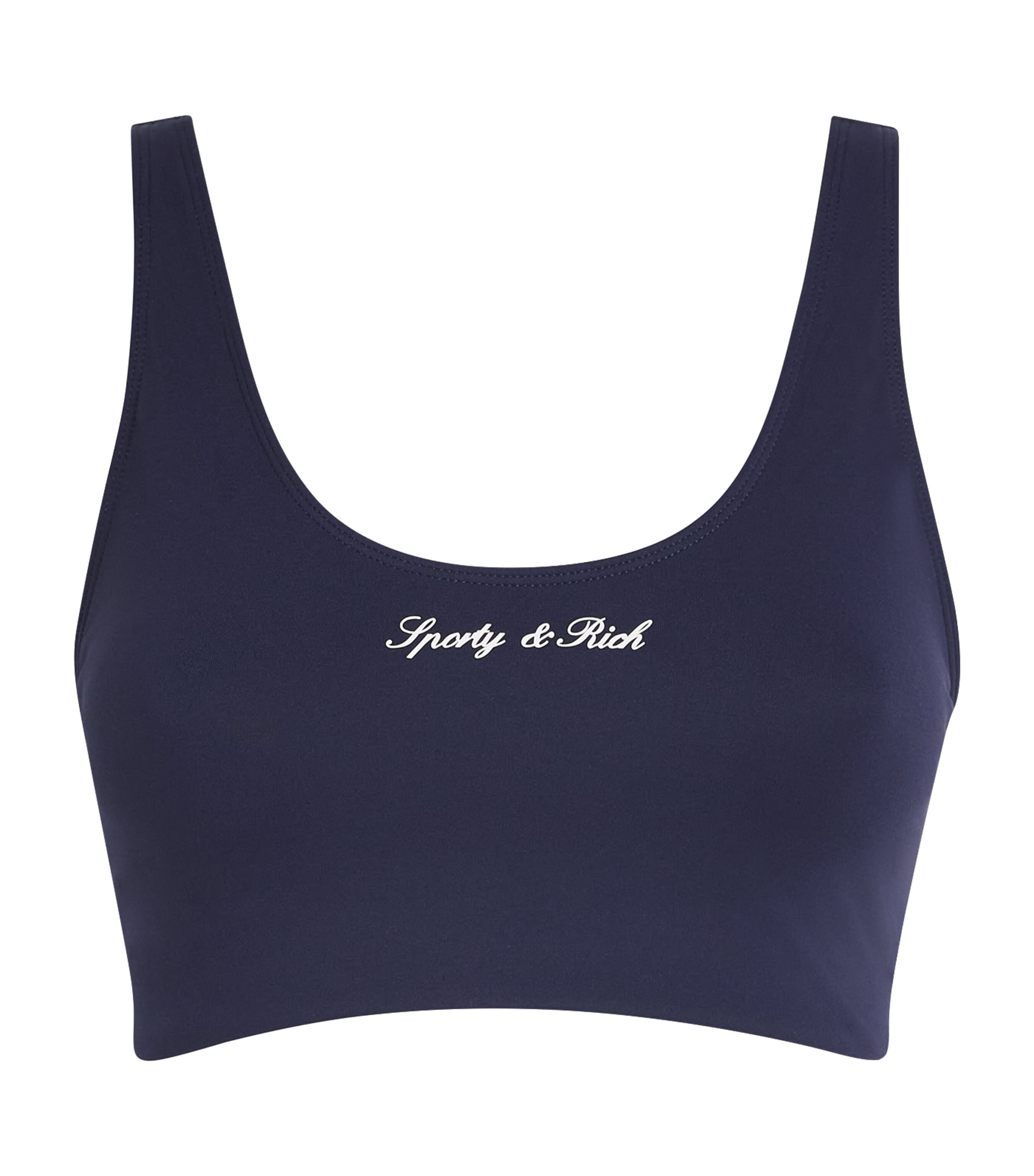 Sporty & Rich Womens Signature Sports Bra Dark Navy White