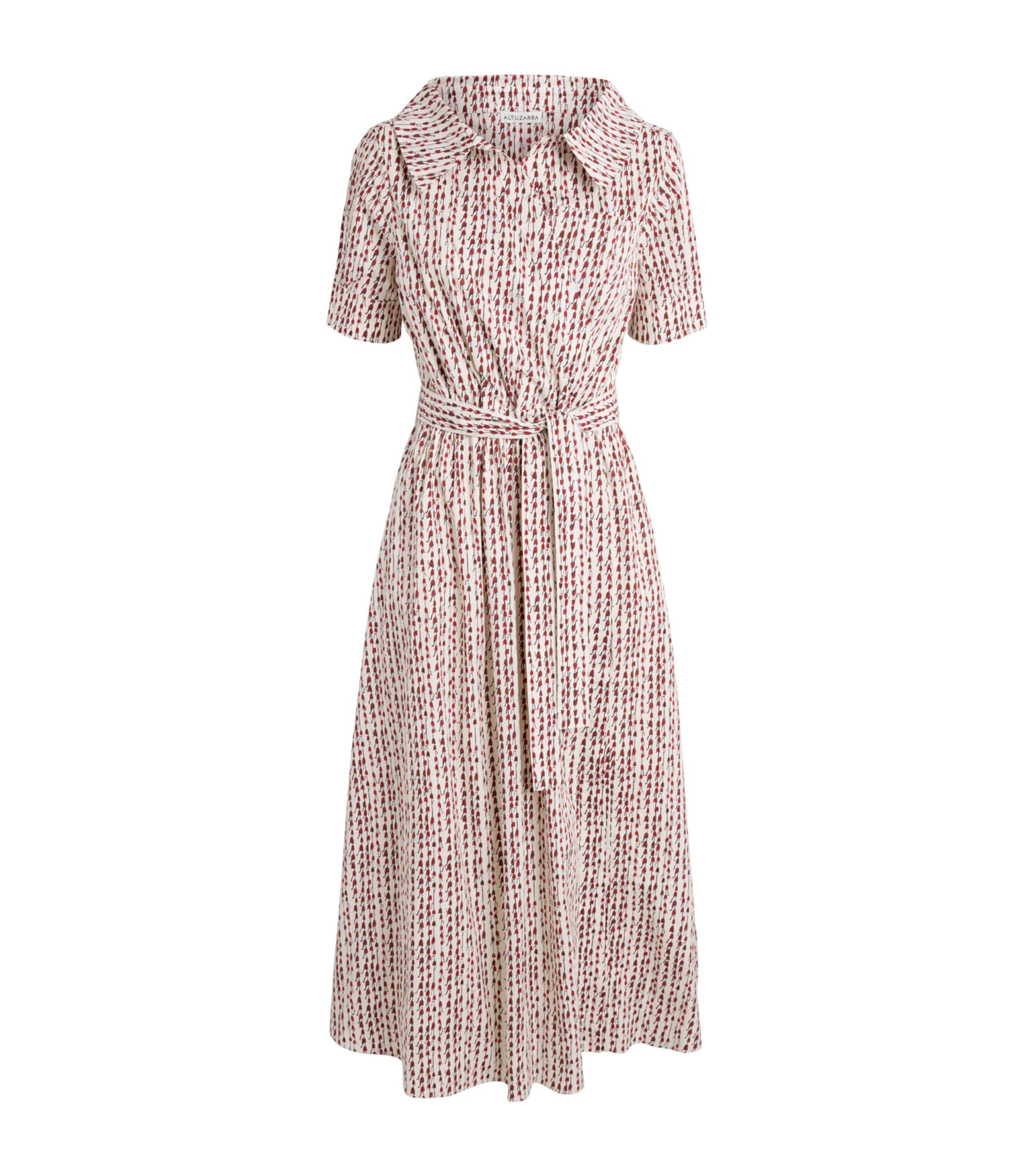 Altuzarra Womens Stretch-Cotton Bluebell Print Midi Shirt Dress Blubll