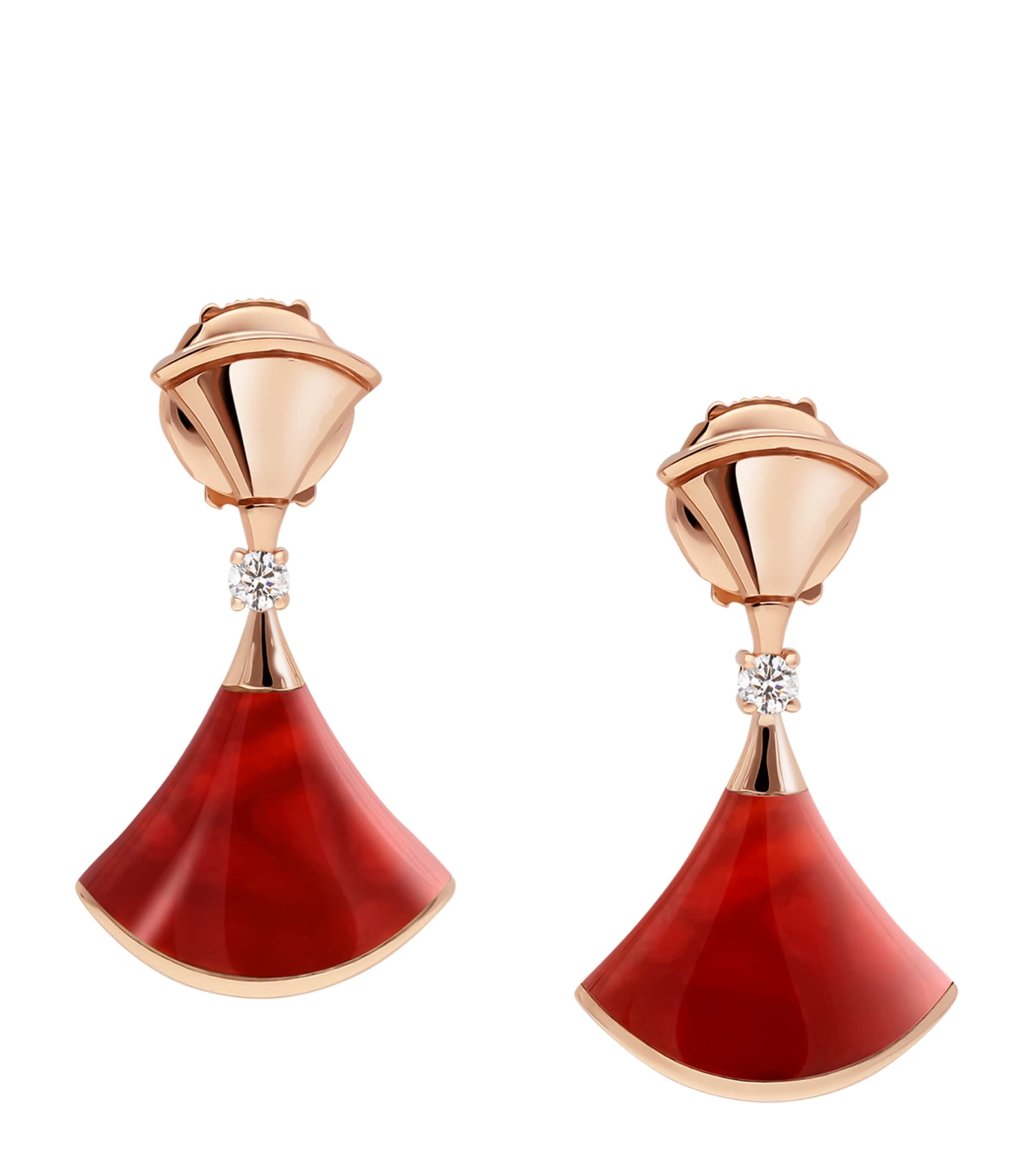 Rose Gold, Diamond and Carnelian Divas' Dream Earrings