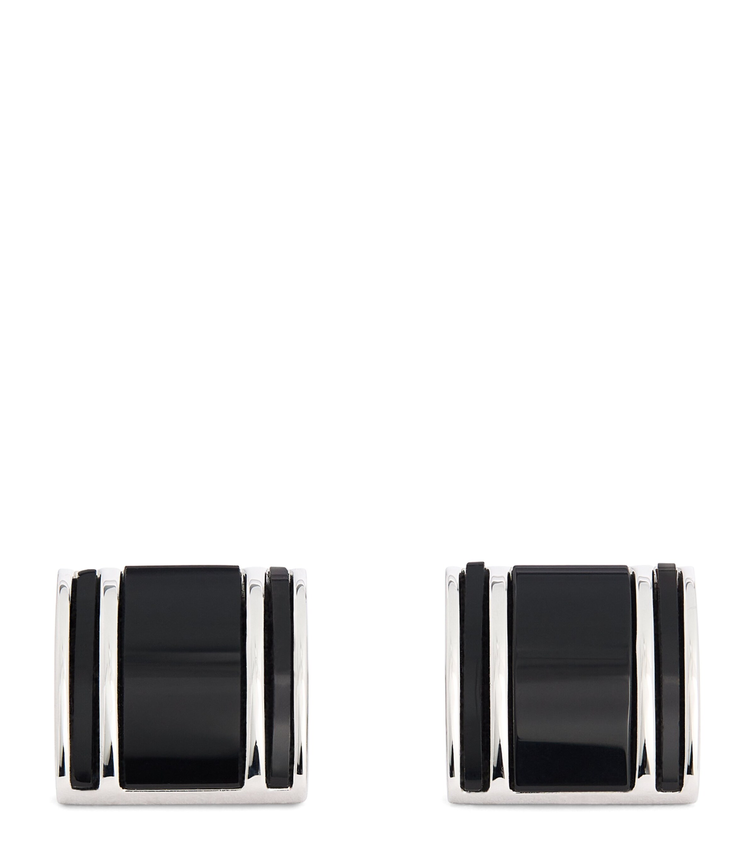 White Bronze-Plated Square Onyx Cufflinks