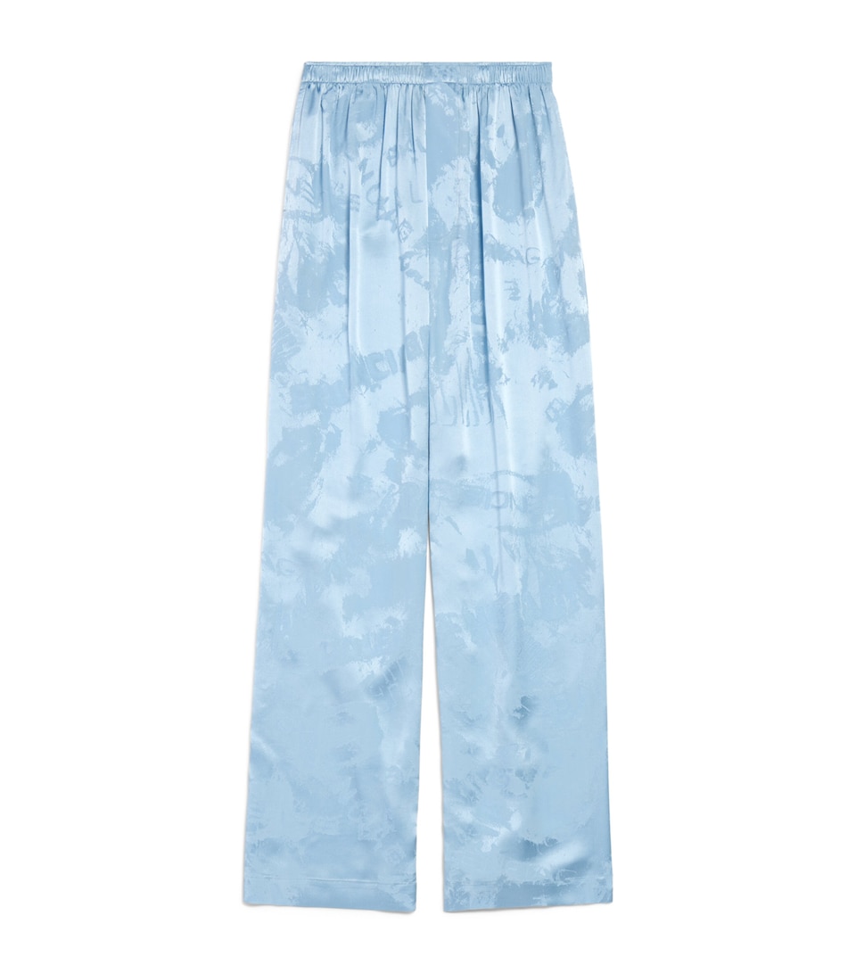 Balenciaga Womens Silk Crayon Logo Pyjama Trousers