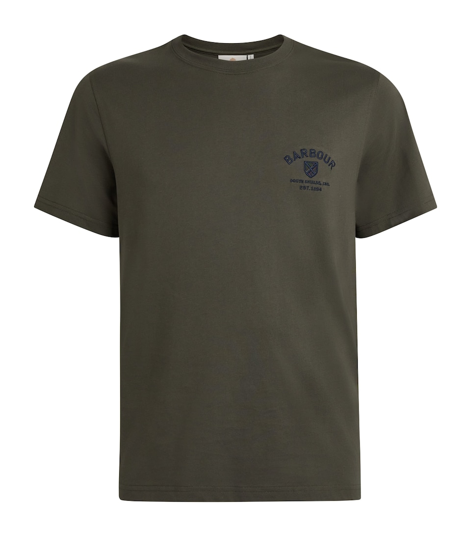 Barbour Mens Cotton Embroidered Crest T-Shirt Sage