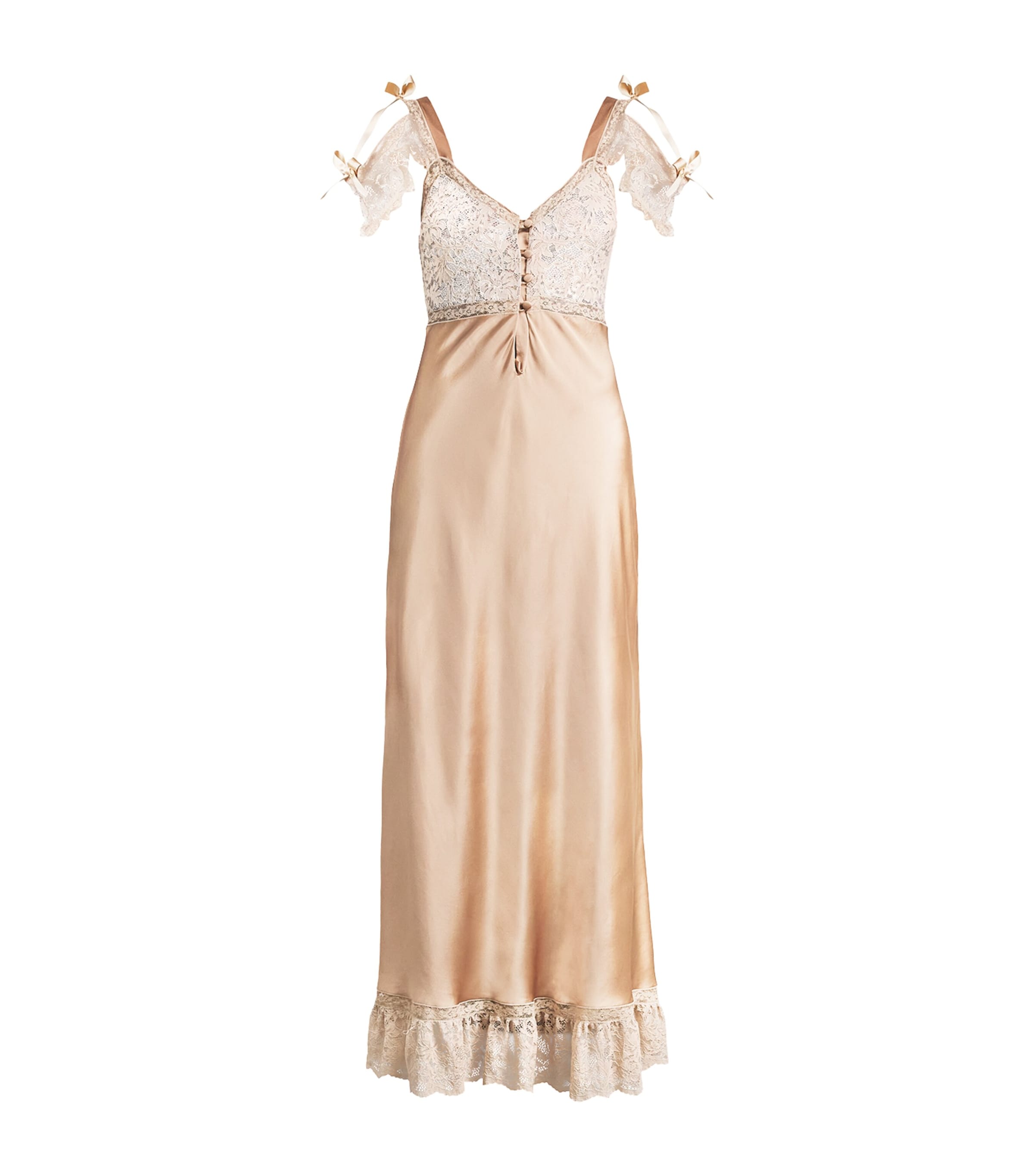 Loretta Caponi Womens Silk Lace Carmela Nightdress Regio Crème Broule