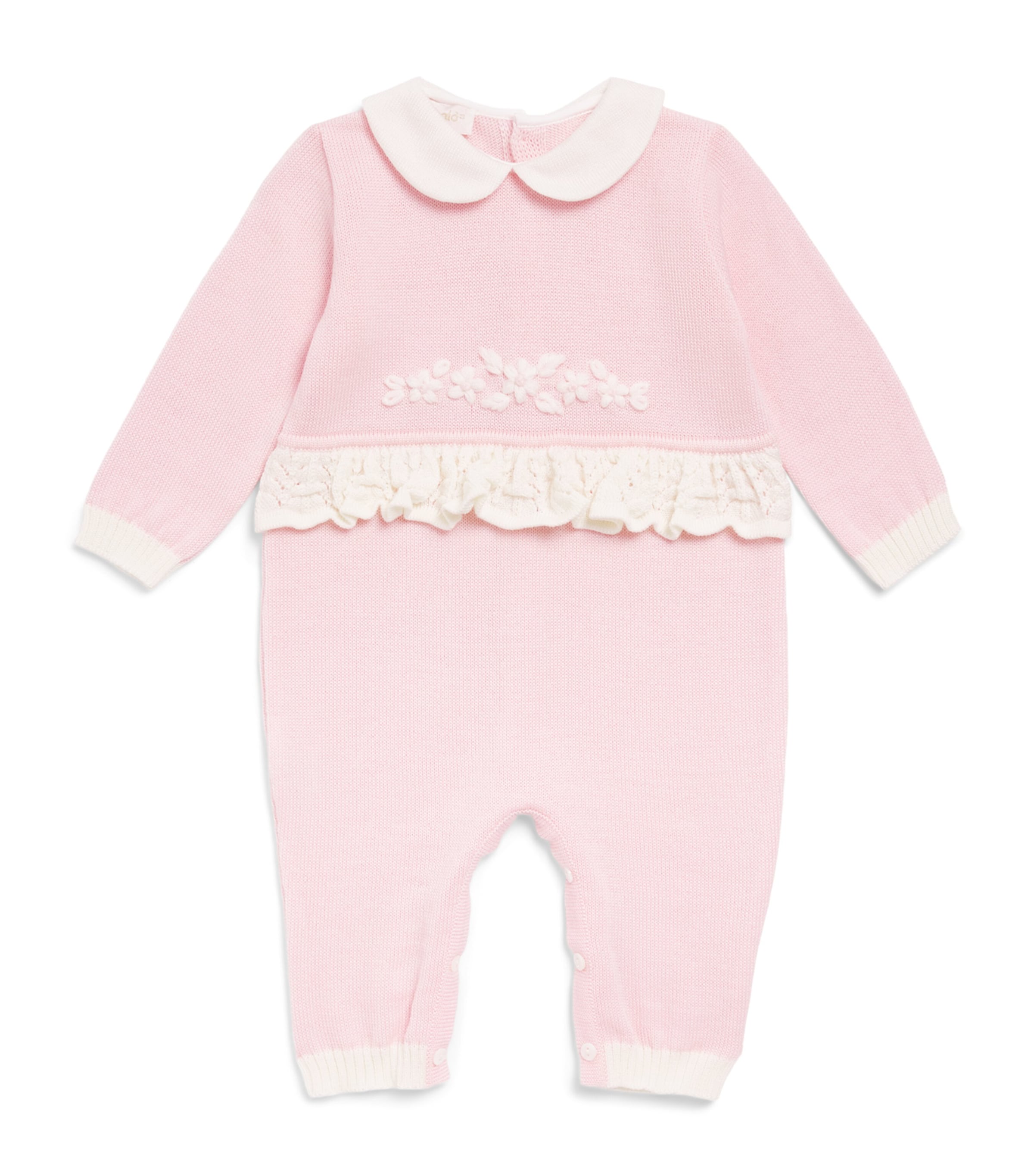 Bimbalo Wool Knitted Floral Playsuit (3-24 Months) Pink
