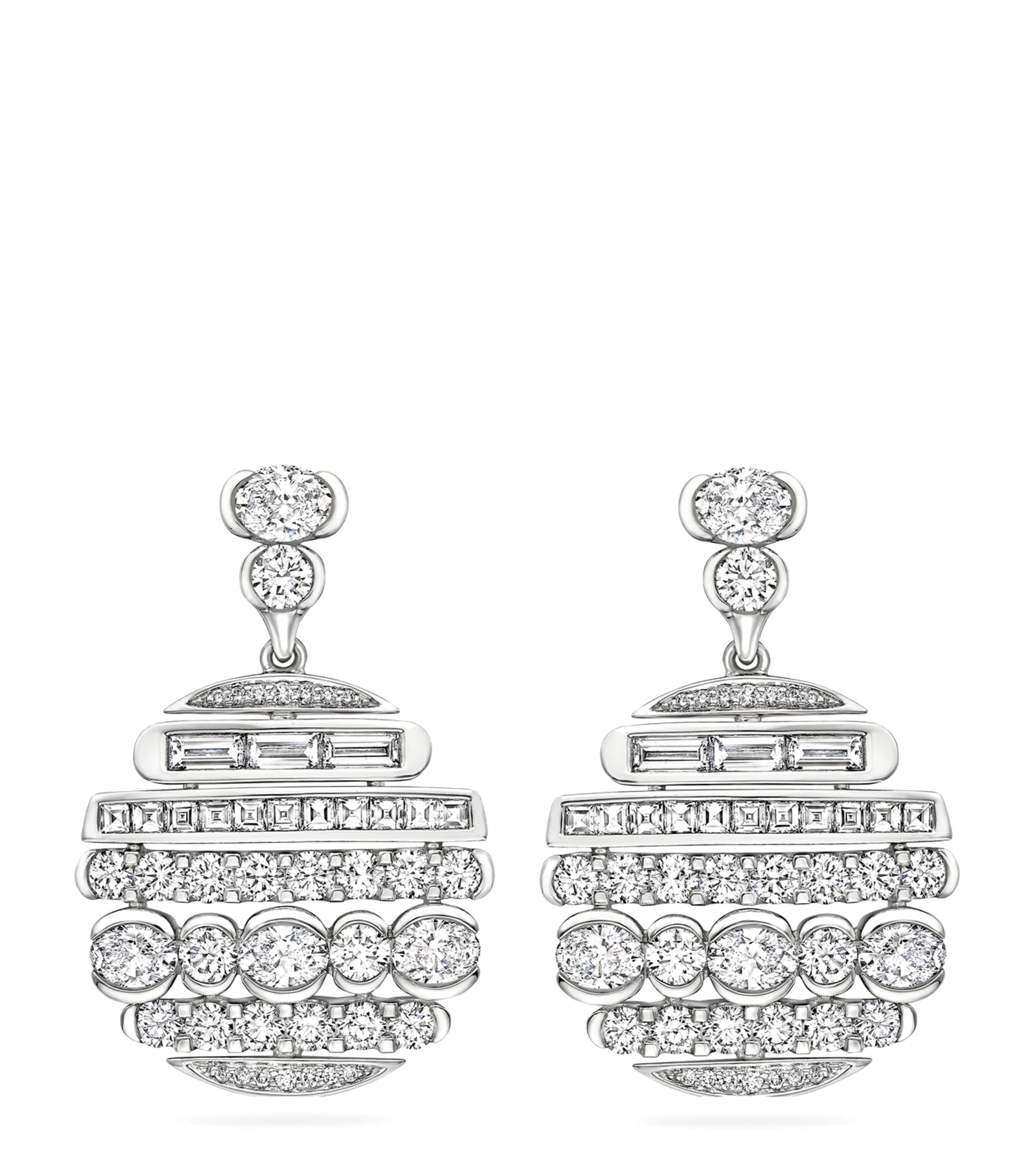 Boodles Platinum and Diamond Play of Light Drop Earrings Platinum