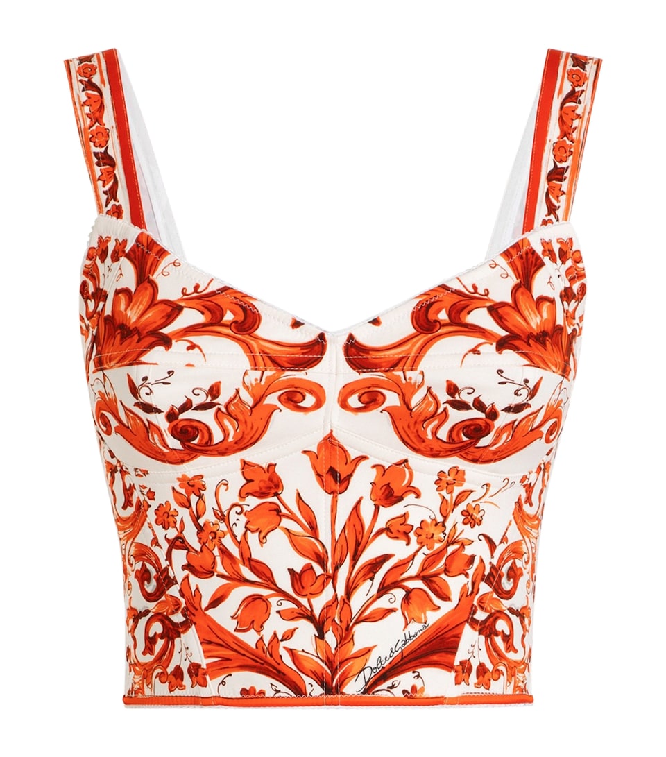 Dolce&Gabbana Womens Silk-Blend Crop Top Combined Colou