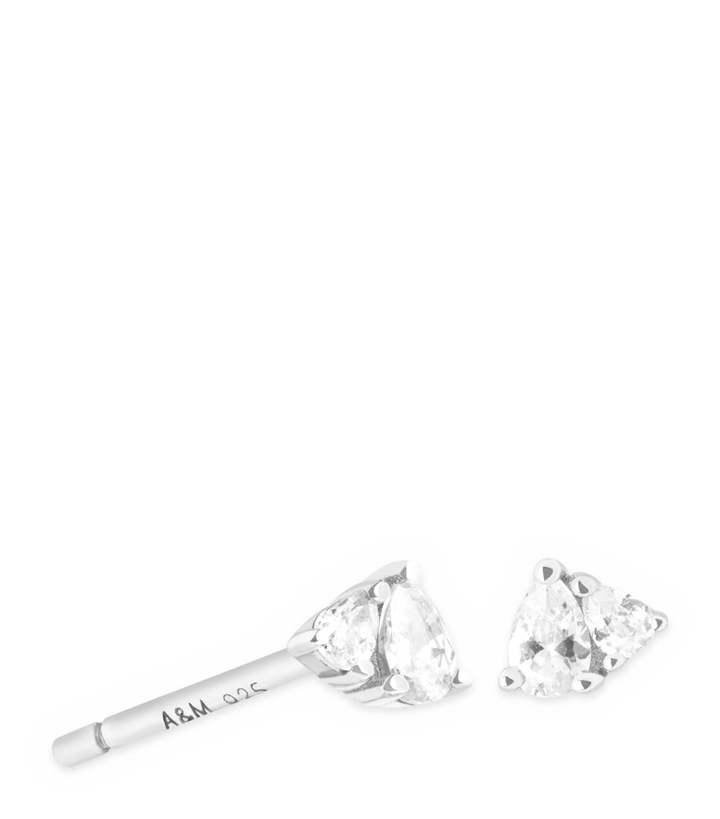 Astrid & Miyu Rhodium-Plated Pear Cluster Stud Earrings Silver